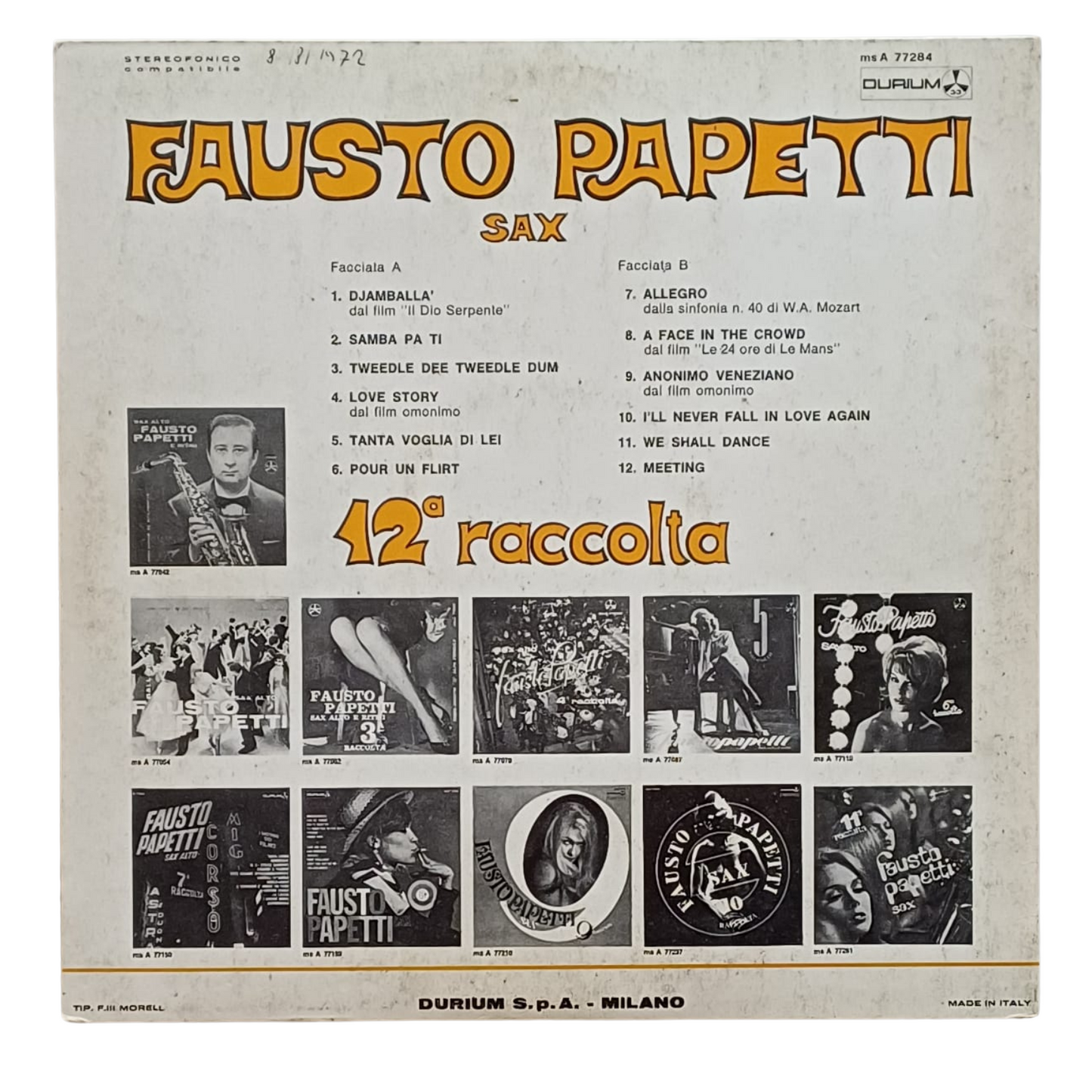 Fausto Papetti – 12ª Raccolta | LP MS A 77284 |Buone condizioni(VG-)TRV0029