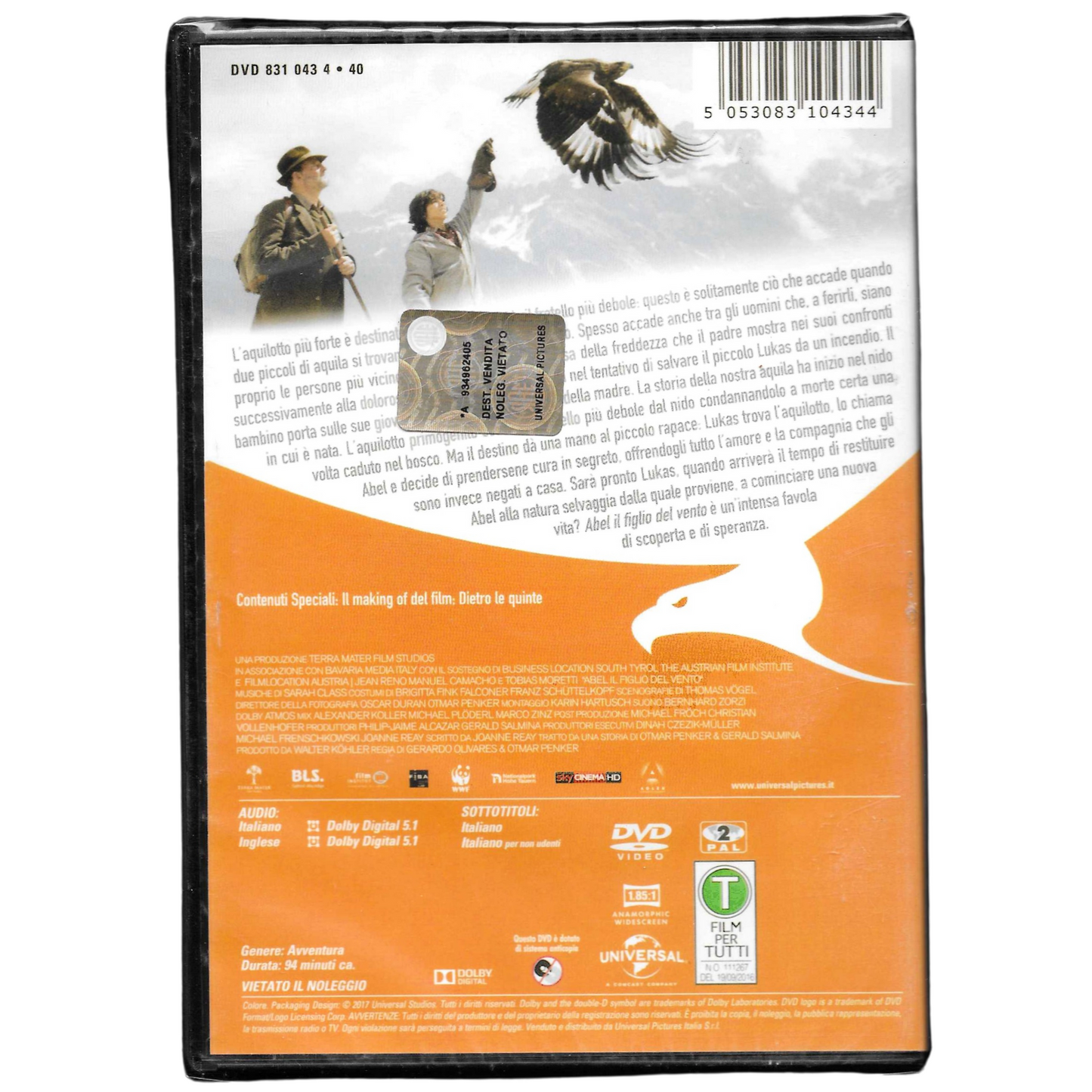 DVD "Abel - Il figlio del vento" (2015) – Edizione Universal Pictures - NUOVO - TRD0090