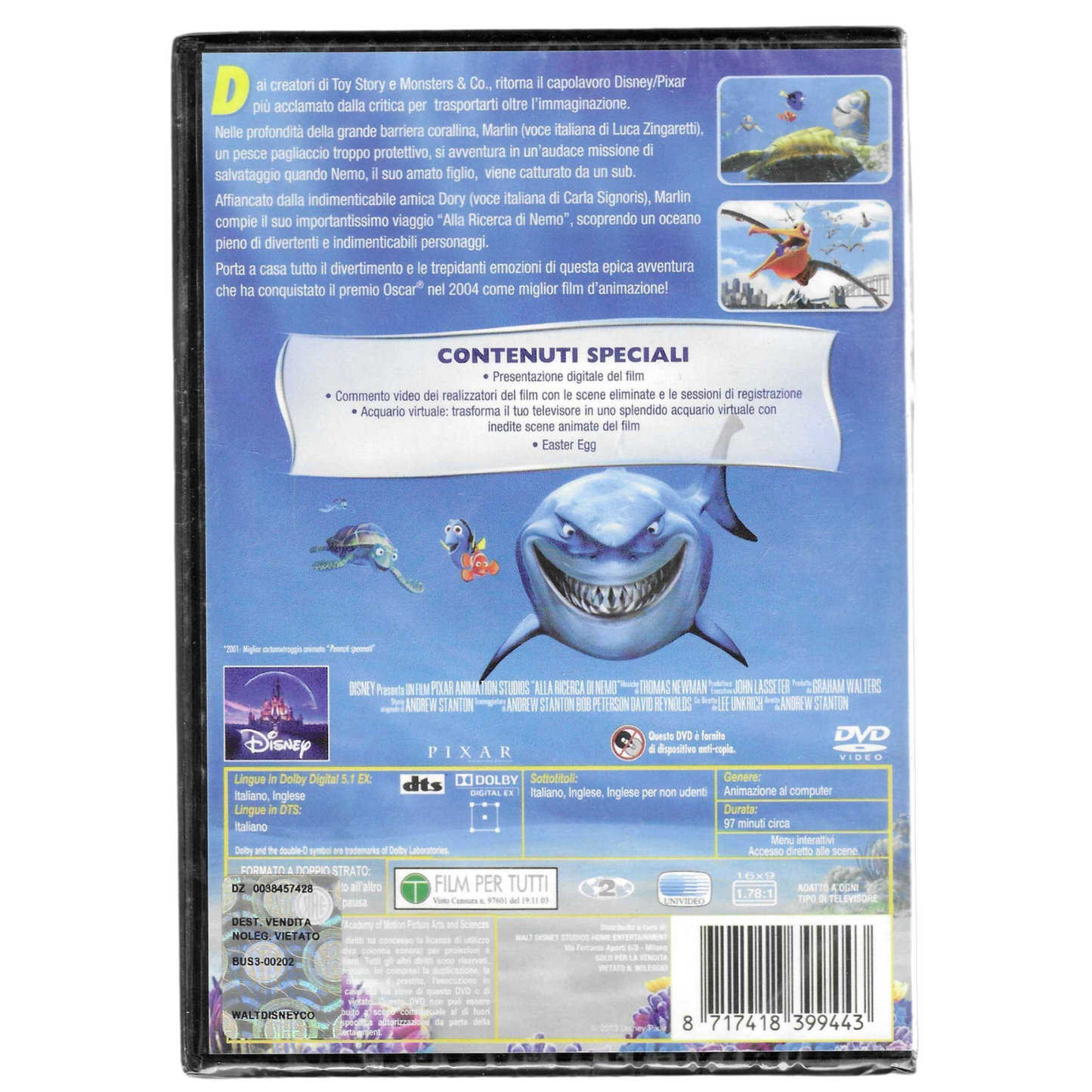 DVD "Alla ricerca di Nemo" (2003) - Edizione Pixar - NUOVO TRD0032