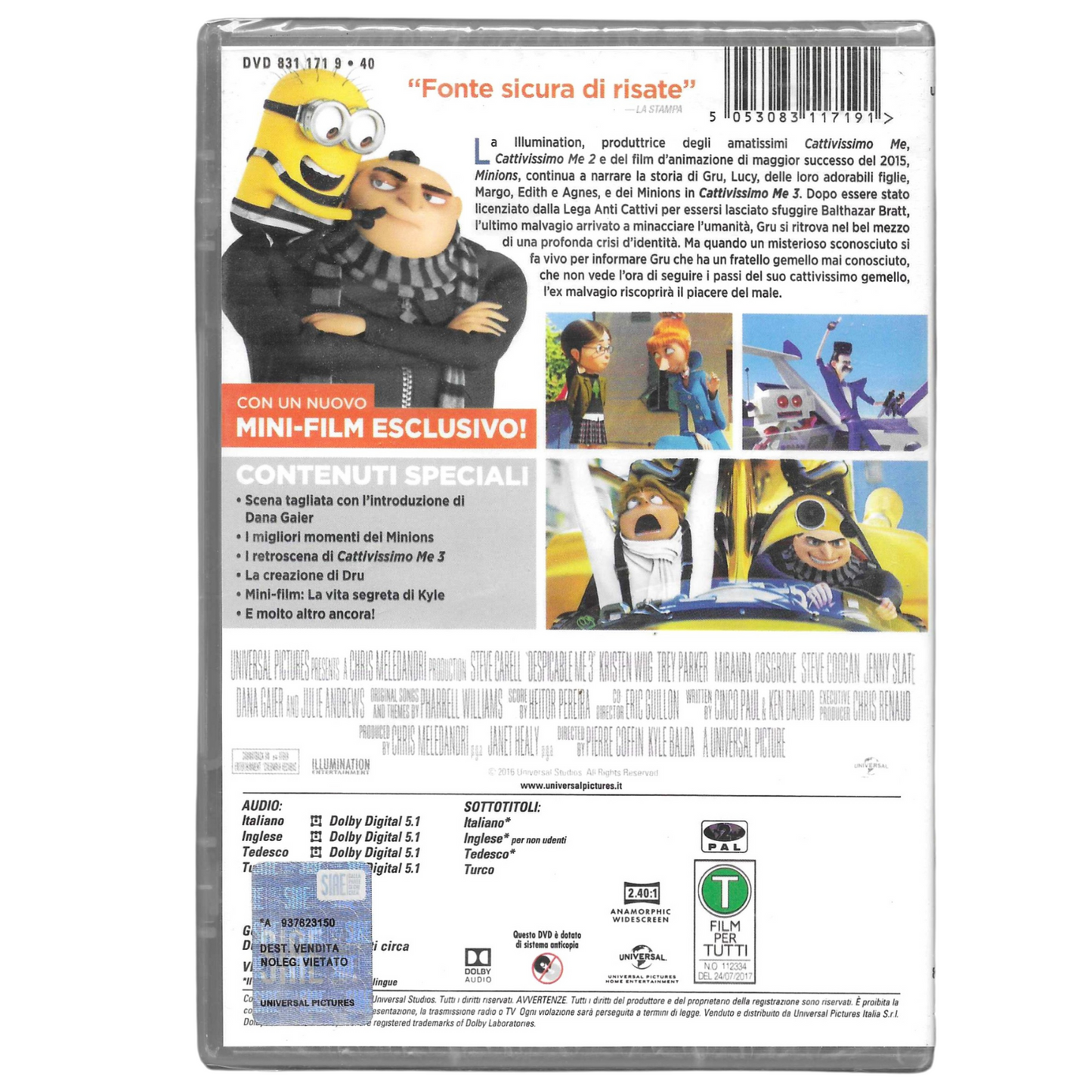 DVD Cattivissimo Me 3 (2017) - Edizione Universal Pictures - NUOVO - TRD0027
