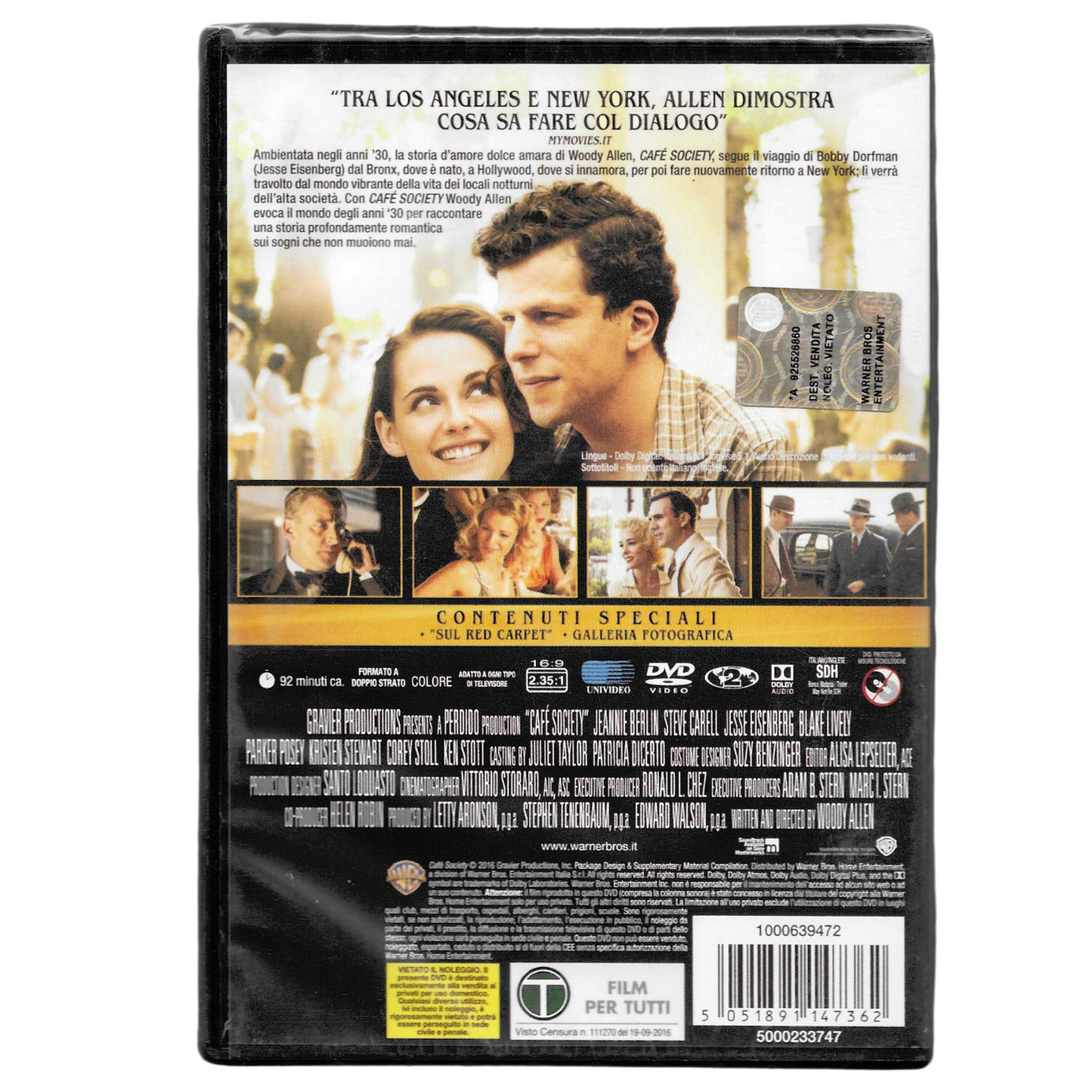 DVD "Café Society" (2016) – Edizione Sigillata - NUOVO - TRD0126