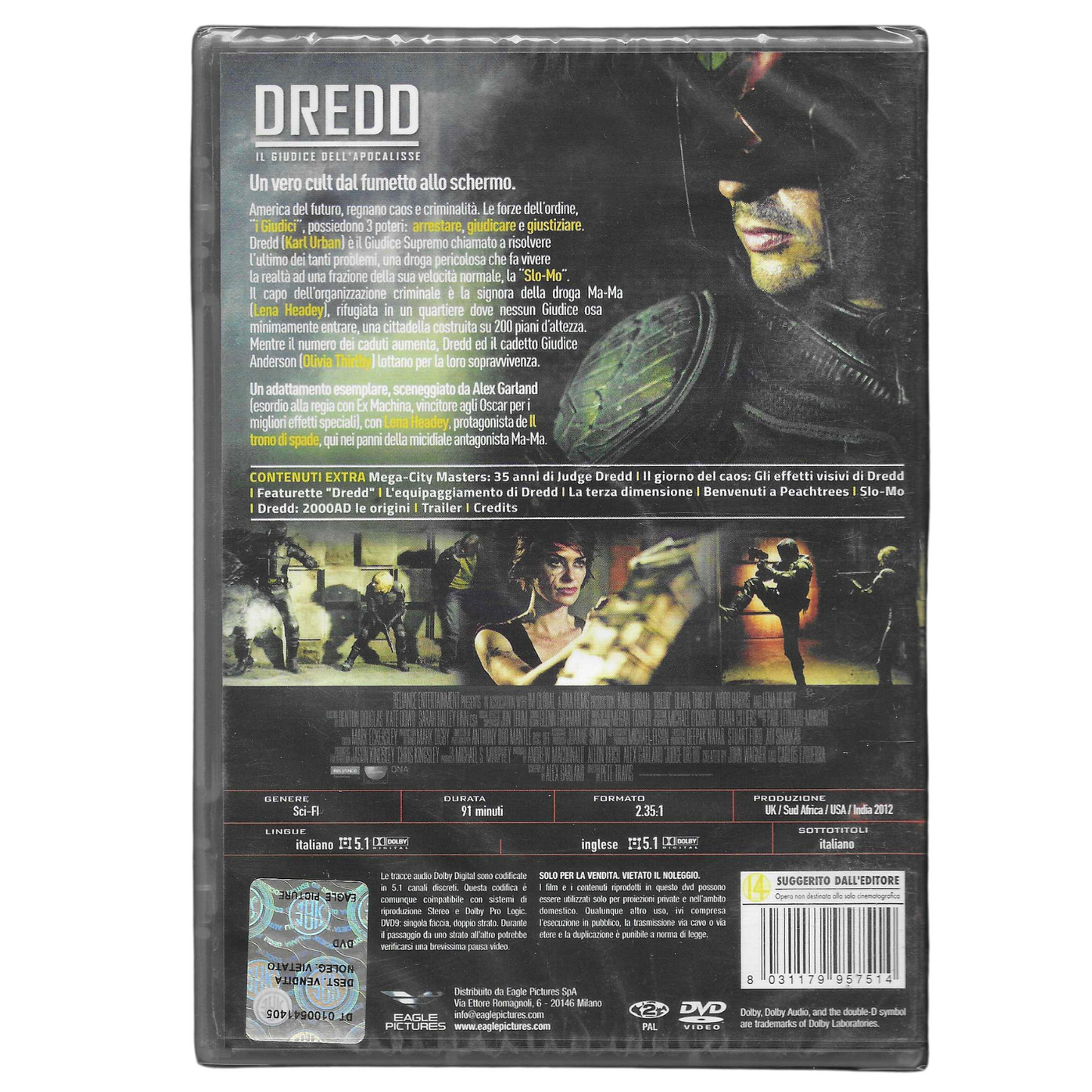 DVD "Dredd - Il Giudice dell'Apocalisse" (2012) – Edizione Eagle Pictures - NUOVO - TRD0105