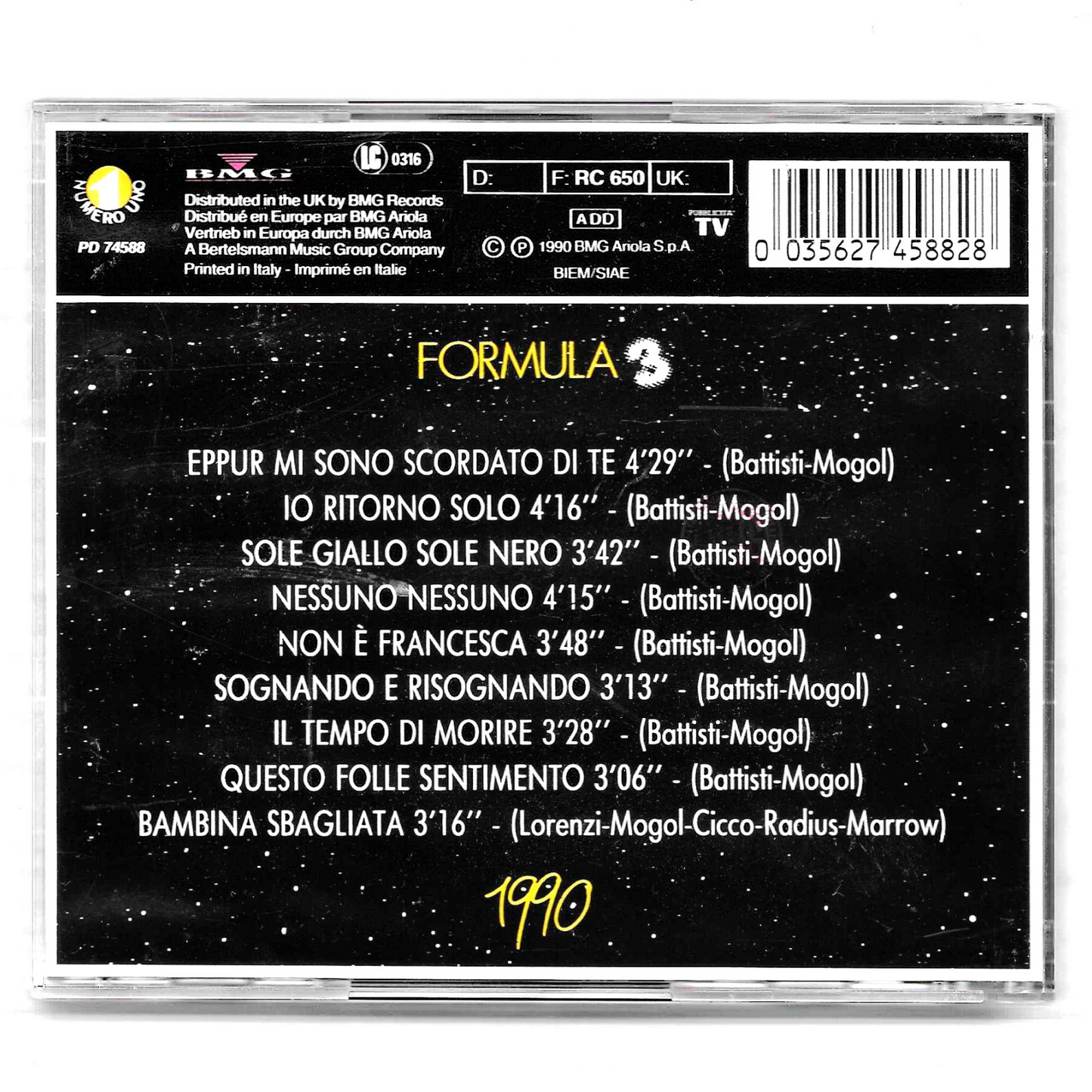 Formula 3 - 1990 | CD Album Rock Italiano | Ottime Condizioni - TR0111