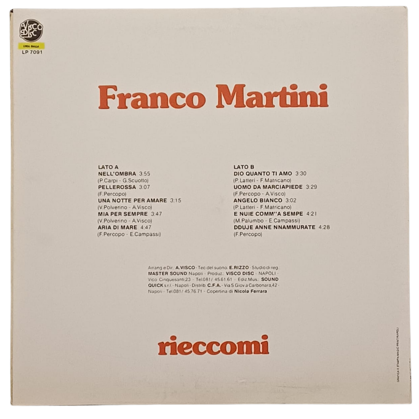 Franco Martini – Rieccomi | Vinile – LP 7091 | (VG+) TRV0145