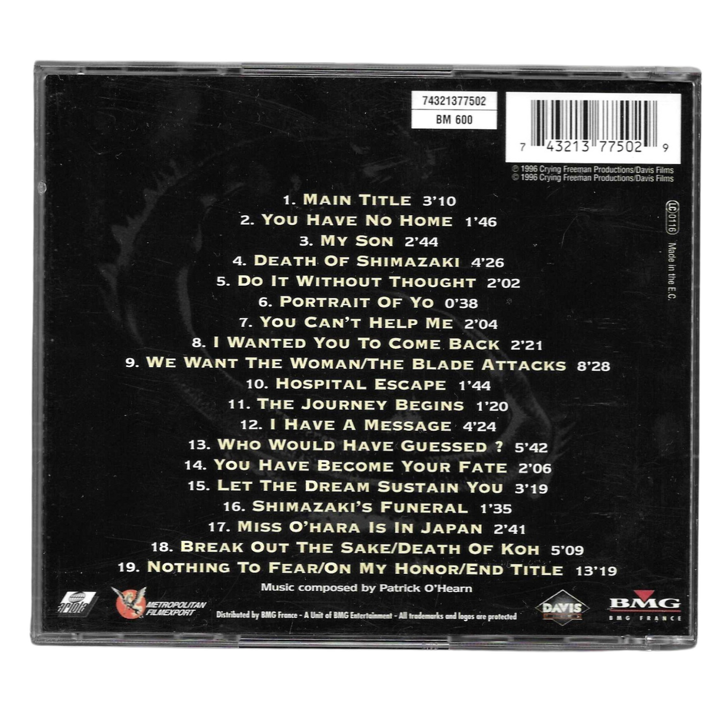 Patrick O'Hearn - Crying Freeman | Colonna Sonora Originale | CD 1995 | Come Nuovo TR0026