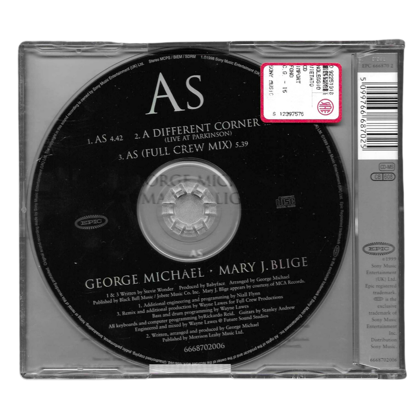 George Michael & Mary J. Blige - As | CD Singolo 1999 | Pop | Come Nuovo TR0041