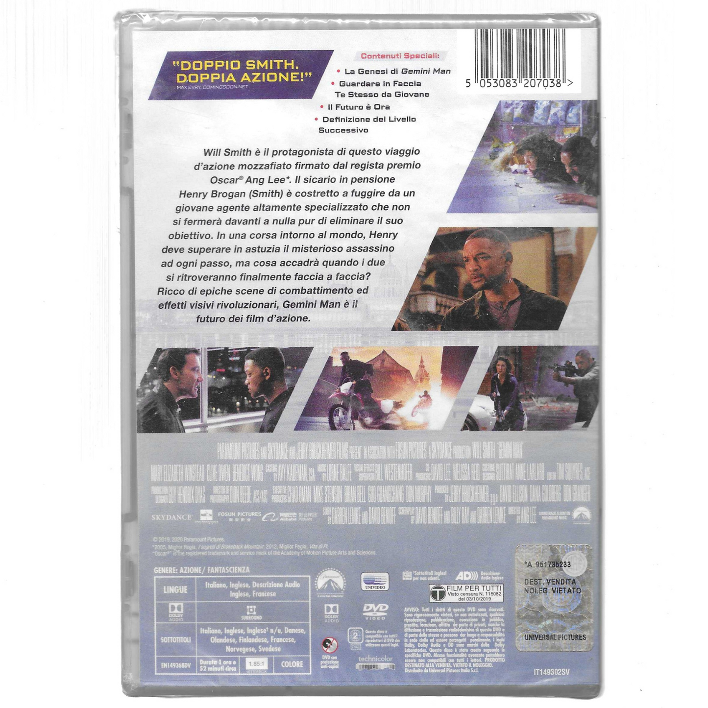 DVD "Gemini Man" (2019) – Edizione Paramount - NUOVO - TRD0070