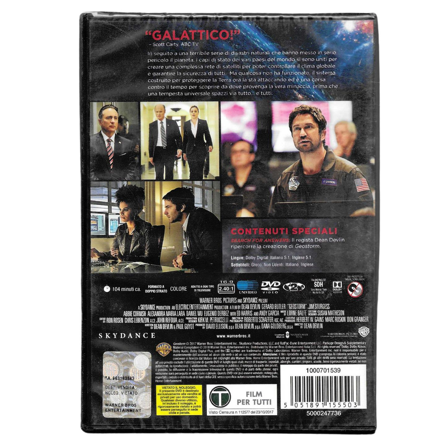 DVD "Geostorm" (2017) – Edizione Warner Bros - NUOVO - TRD0067