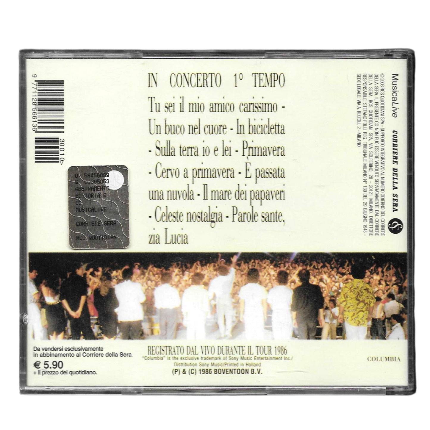 Riccardo Cocciante – In Concerto 1° Tempo | CD EDITORIALE | TR0192