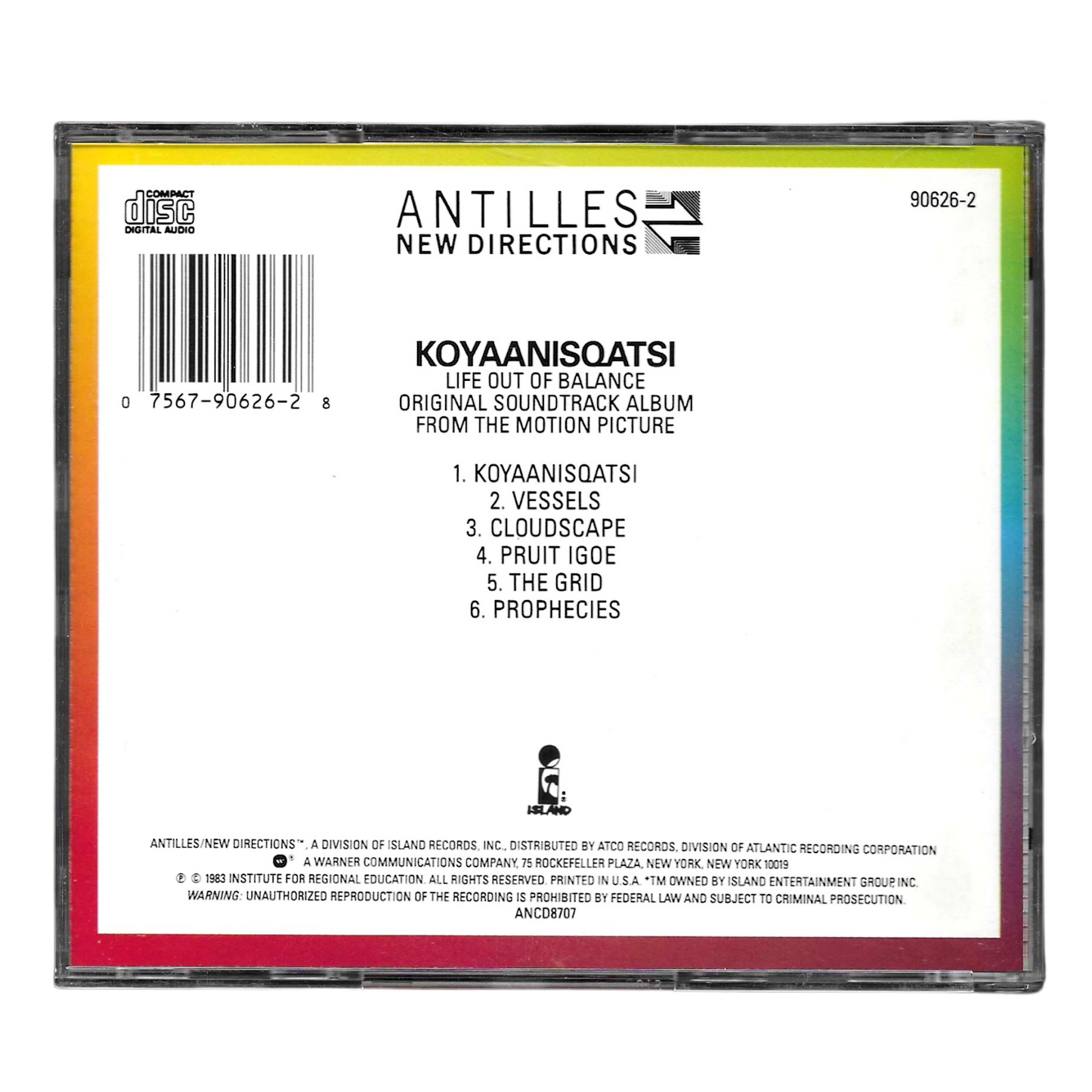 Koyaanisqatsi - Life Out of Balance | CD Colonna Sonora Philip Glass | Ottime Condizioni - TR0115