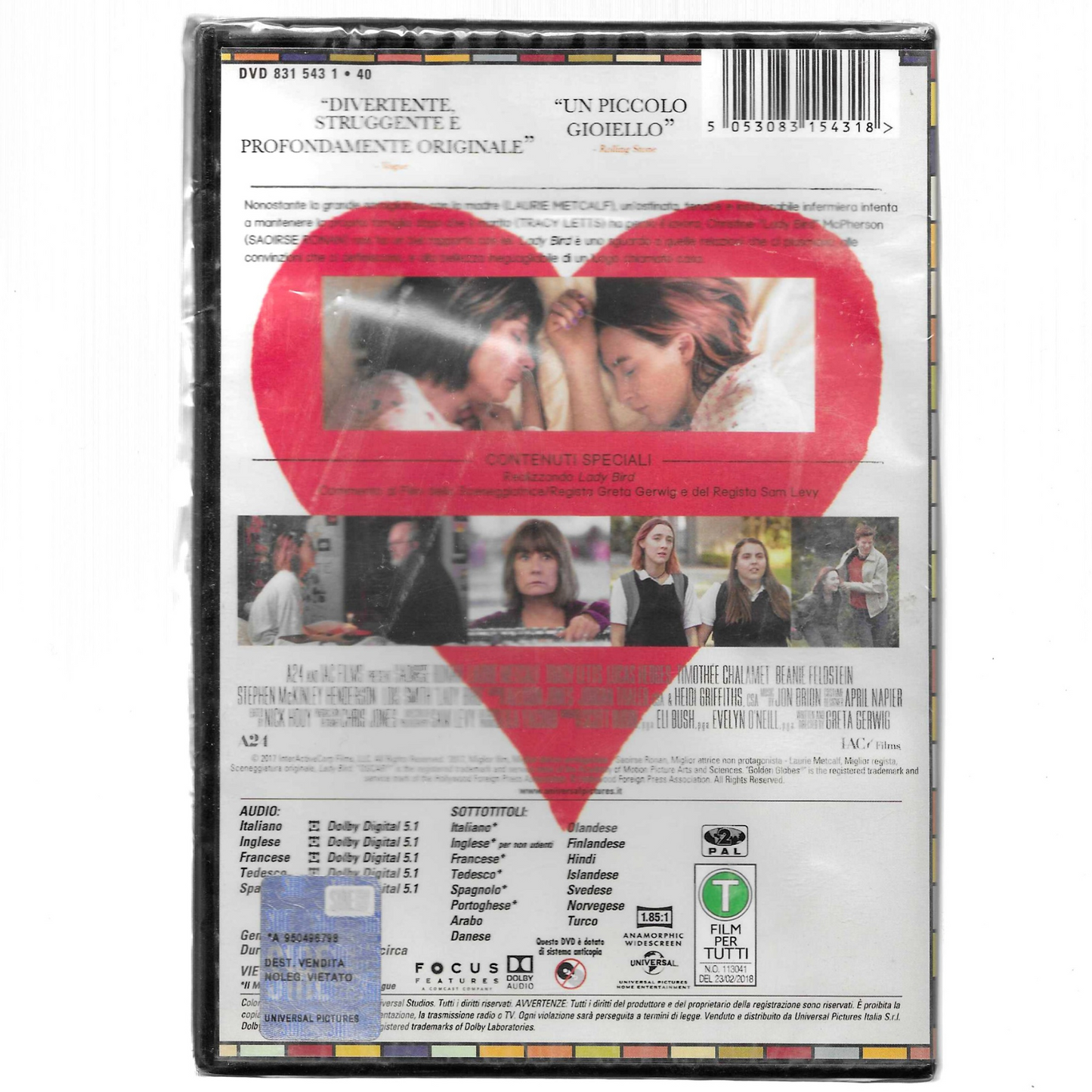 DVD "Lady Bird" (2017) - Edizione Universal - NUOVO - TRD0062