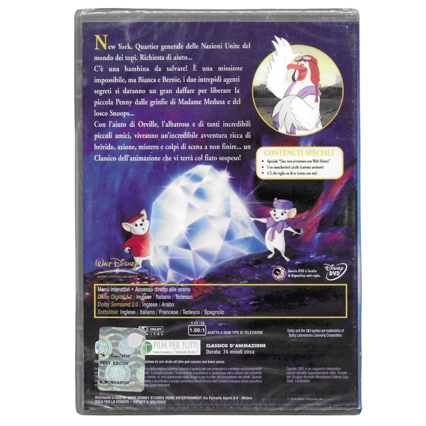 DVD Editoriale Le avventure di Bianca e Bernie - I Classici Walt Disney - NUOVO - TRD0042