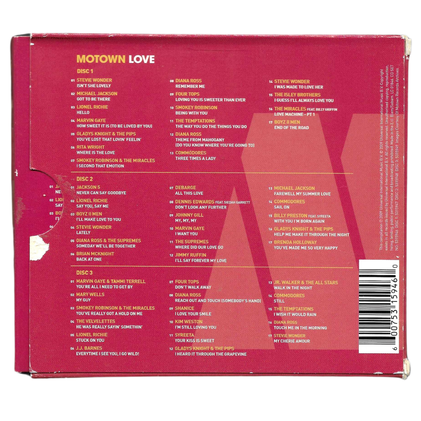 Motown Love - Cofanetto 3 CD | Compilation Soul 2009 | Ottime Condizioni TR0033