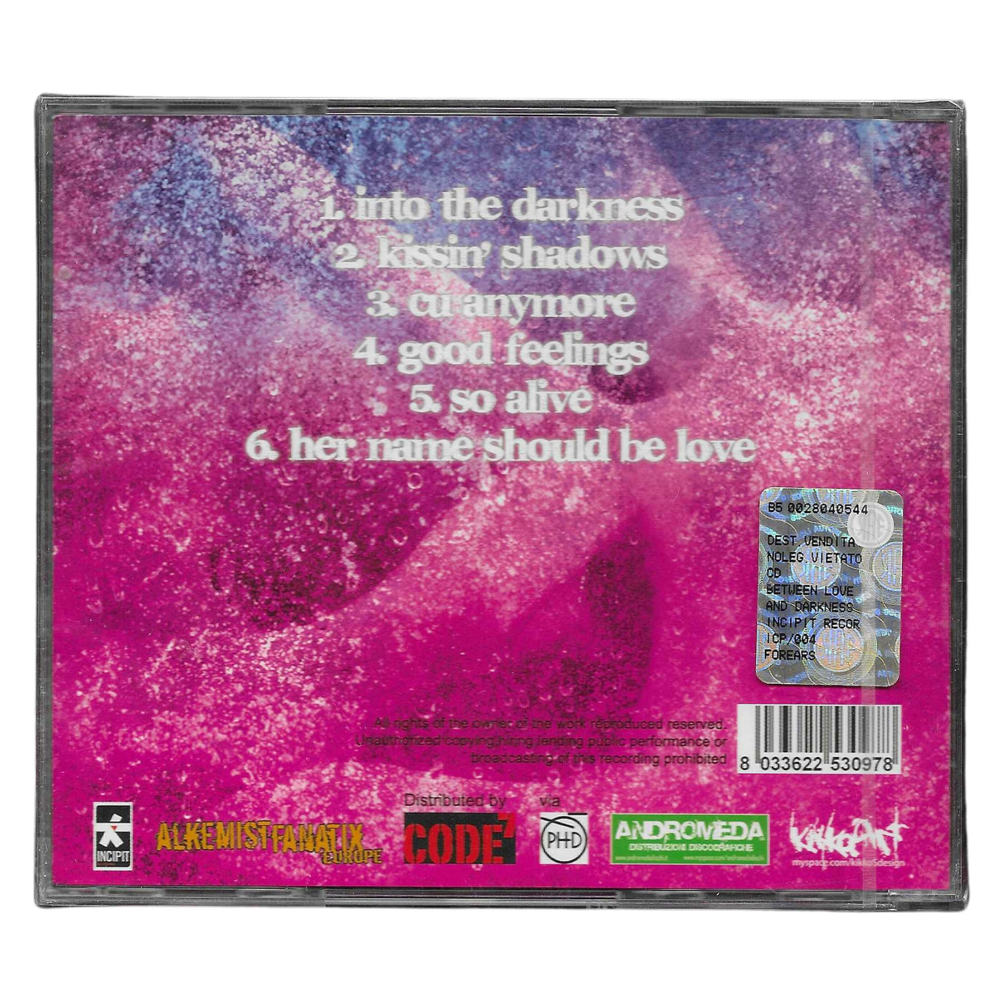 Never2late – Between Love And Darkness | CD ICP004 | NUOVO - TR0251