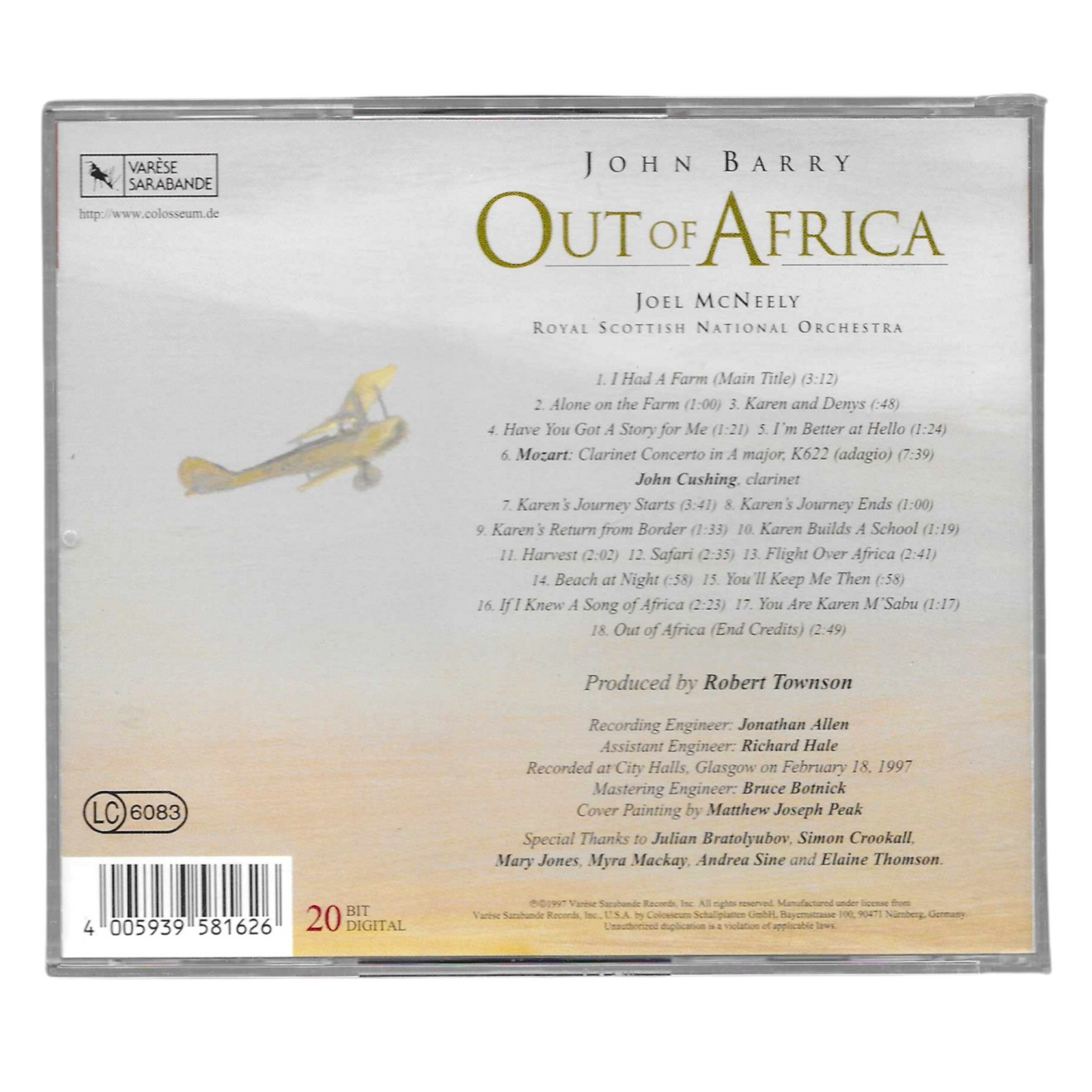 John Barry - Out of Africa (1997) | Colonna Sonora Originale | CD Come Nuovo TR0012