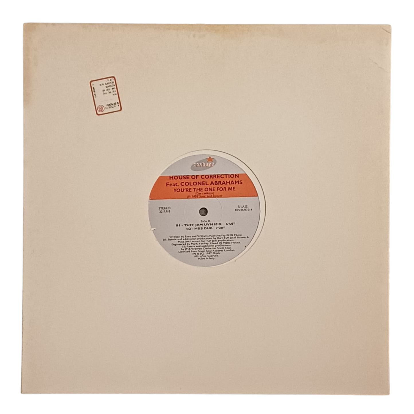 House Of Correction feat. Colonel Abrahams–You're The One For Me| LP (VG)TRV0033