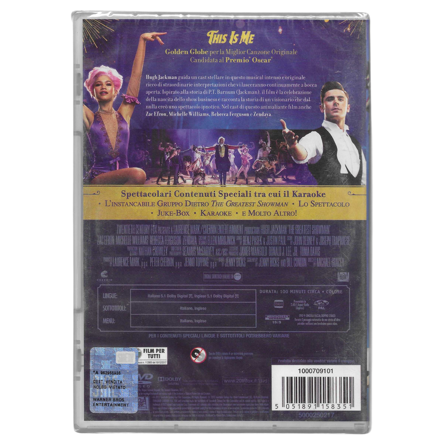 DVD "The Greatest Showman" (2017) – Edizione 20th Century Fox - NUOVO - TRD0071