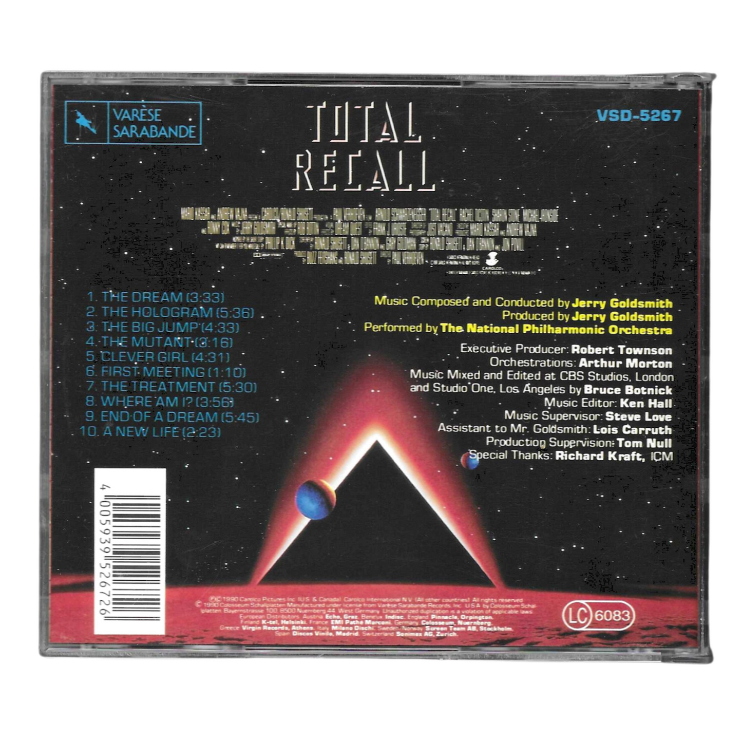 Jerry Goldsmith - Total Recall | Colonna Sonora Originale | CD 1990 | Ottime Condizioni TR0031