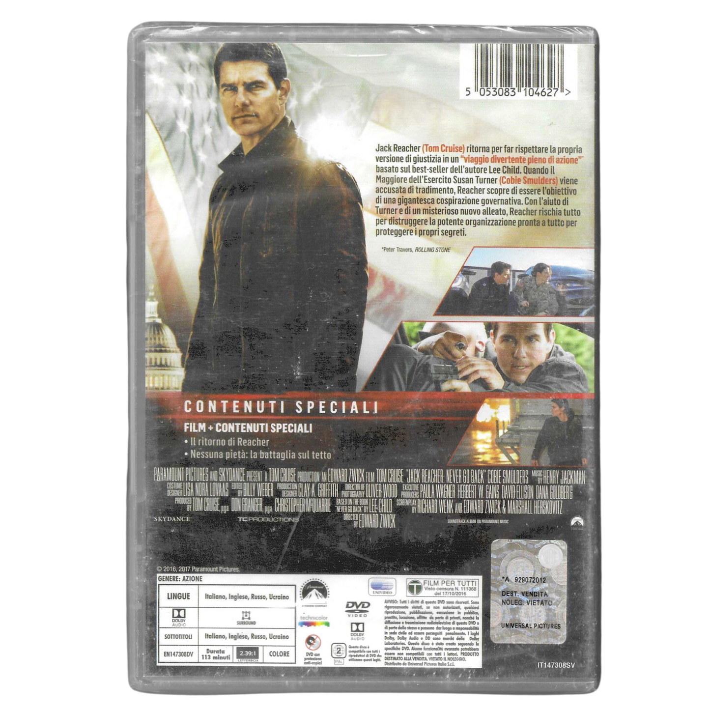 DVD "Jack Reacher - Punto di non ritorno" (2016) – NUOVO - TRD0112