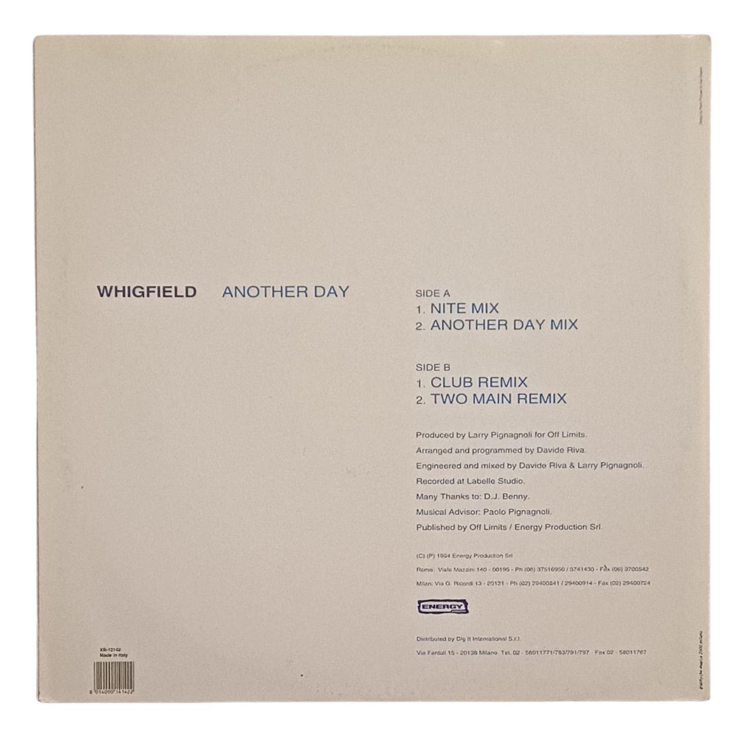 Whigfield – Another Day | Vinile 12"| XR-12142 | OTTIME CONDIZIONI (VG+) TRV0024