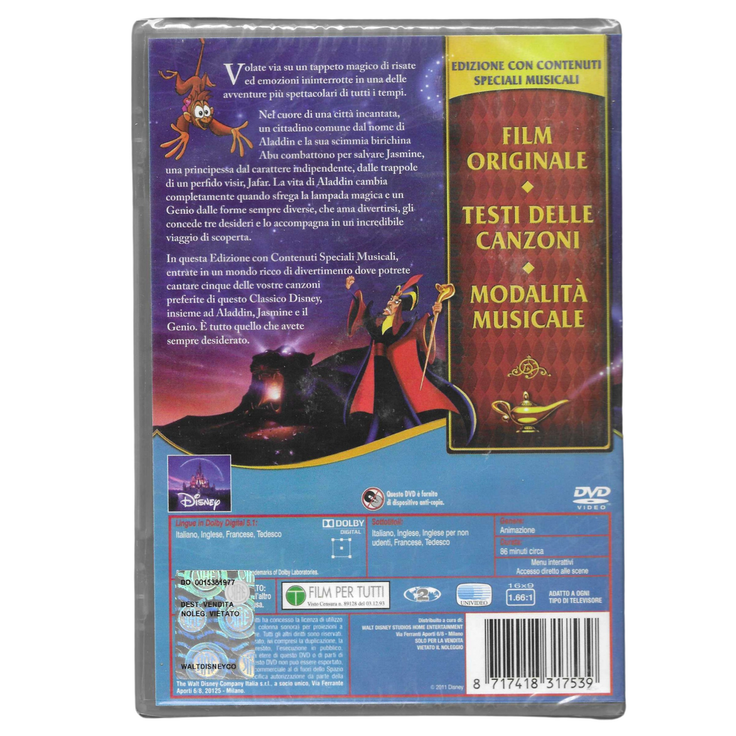 DVD Aladdin (1992) - Edizione Speciale Disney - Nuovo - TRD0008