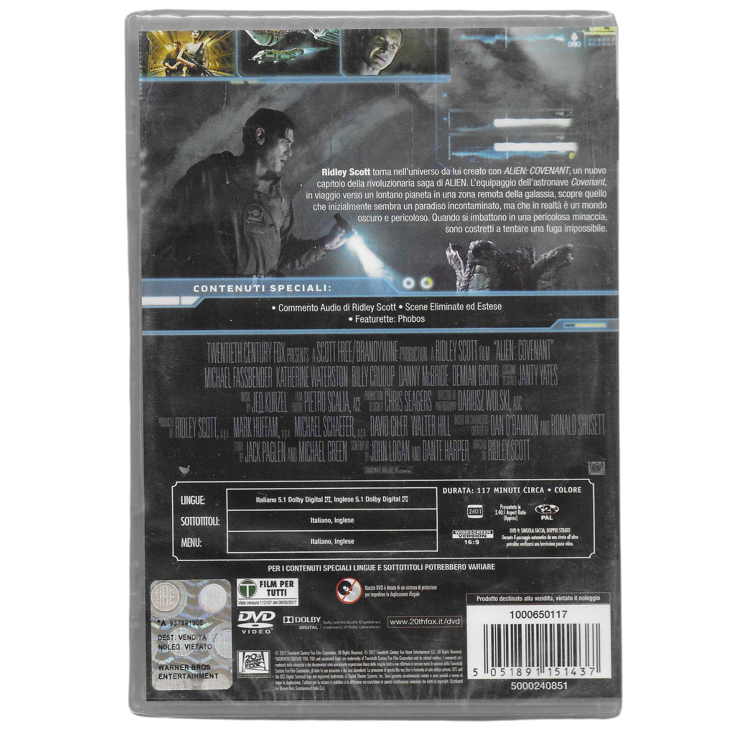 DVD Alien: Covenant (2017) - Edizione 20th Century Fox - NUOVO - TRD0030