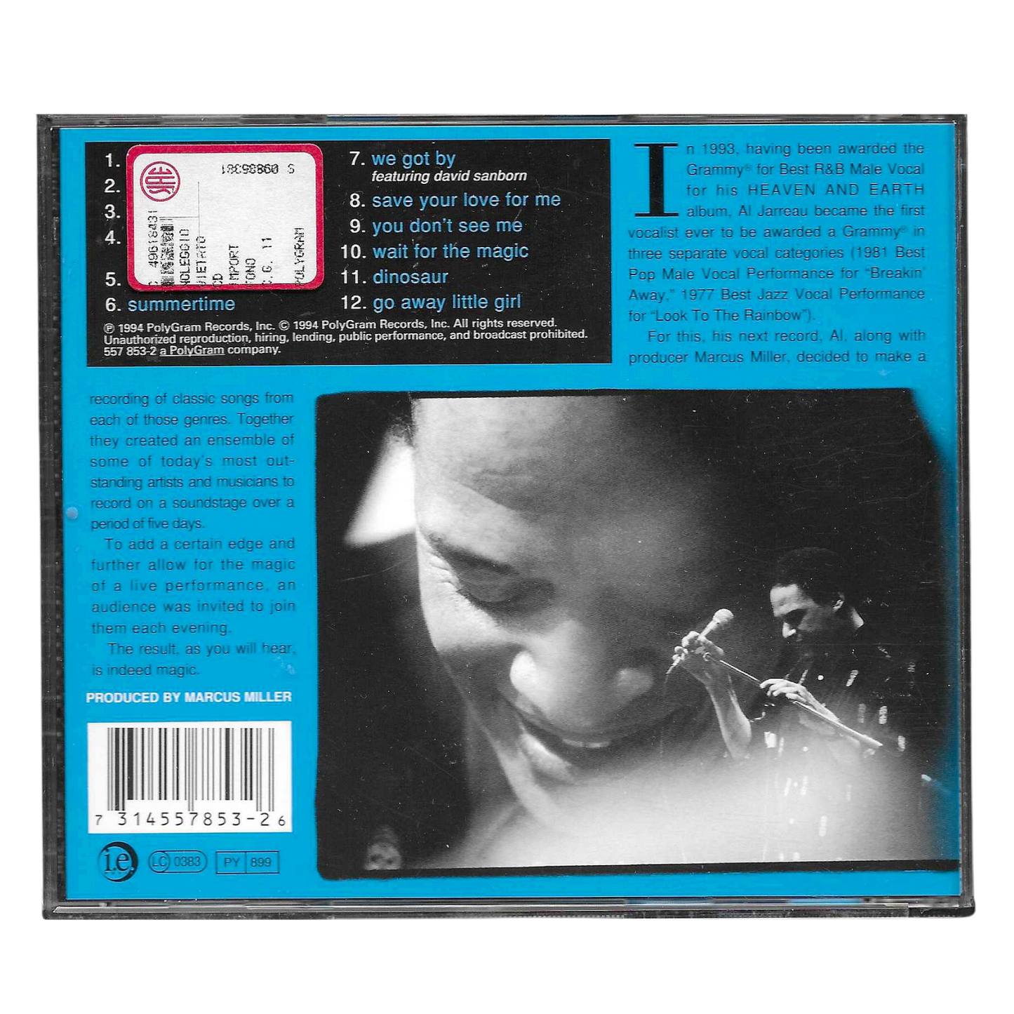 Al Jarreau – Tenderness | CD 1998 Jazz Funk Soul | OTTIME CONDIZIONI - TR0293