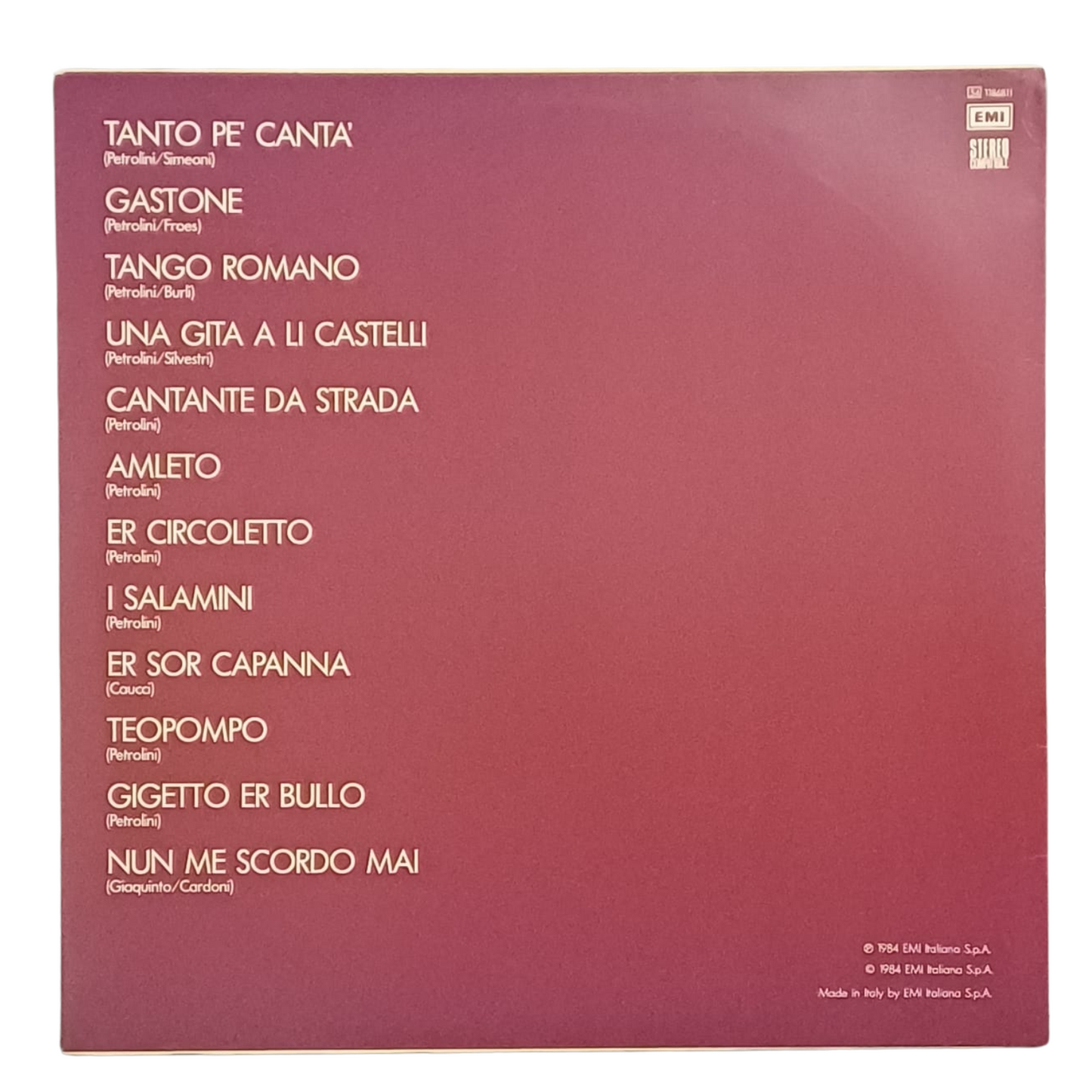 Ettore Petrolini – LP EMI – 54 1186811 | COME NUOVO (NM) TRV0031