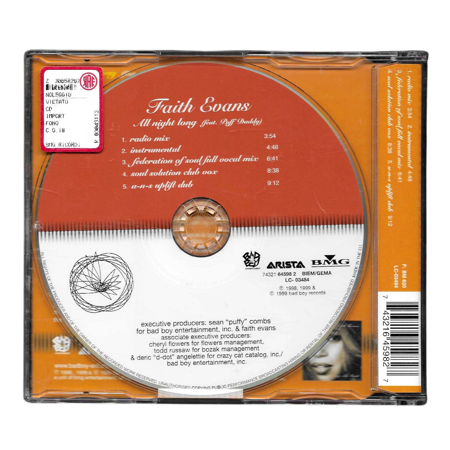 Faith Evans feat. Puff Daddy - All Night Long | CD Singolo (1999) | R&B, Hip-Hop | COME NUOVO- TR0070