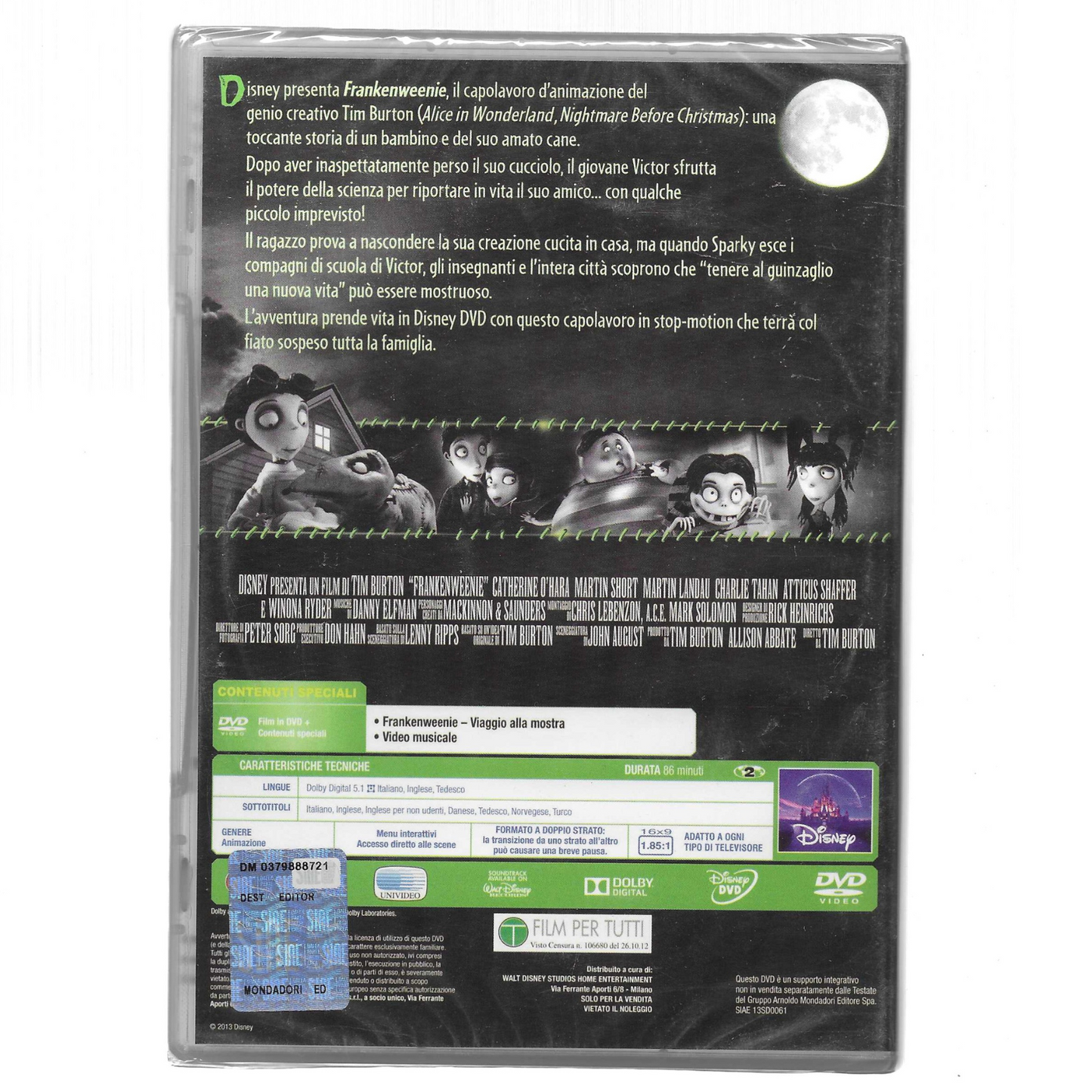 DVD Frankenweenie (2012) - Edizione Disney - NUOVO - TRD0058