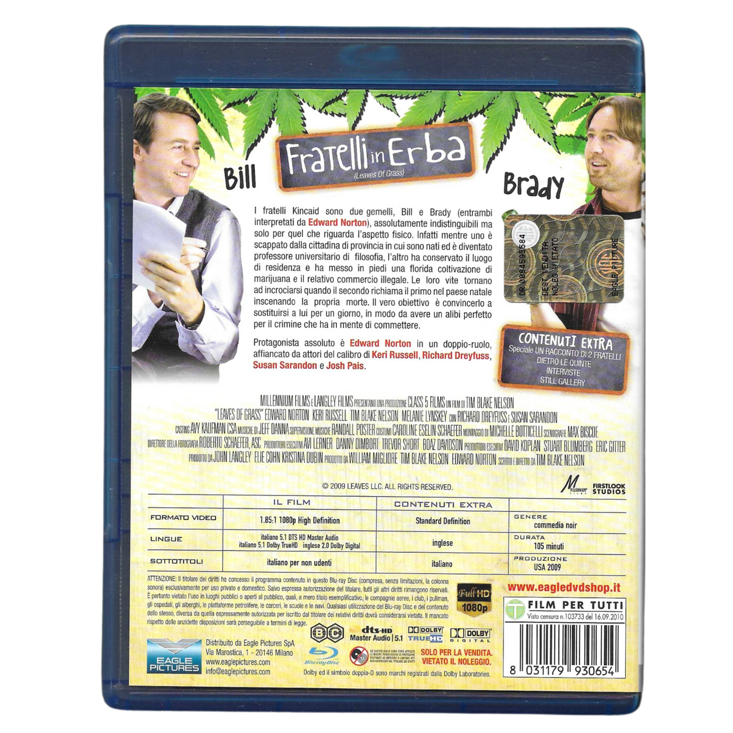 BLU-RAY FRATELLI IN ERBA (Leaves of Grass) | COME NUOVO - TRD0190
