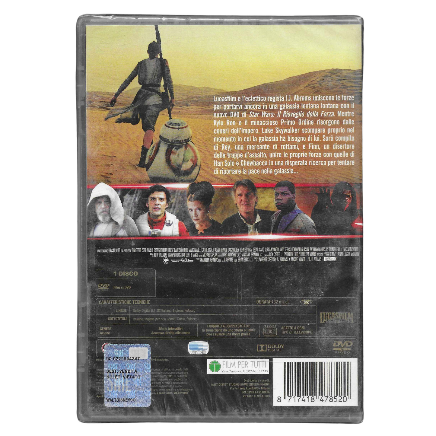 DVD "Star Wars: Il Risveglio della Forza" (2015) – NUOVO - TRD0119