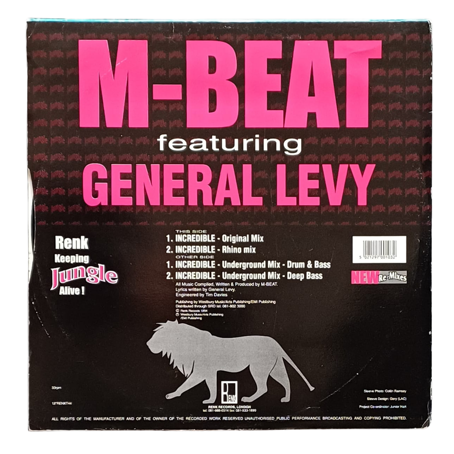 M-Beat Featuring General Levy – Incredible (New Re-Mixes)|Vinile 12" BUONE CONDIZIONI (VG)TRV0054