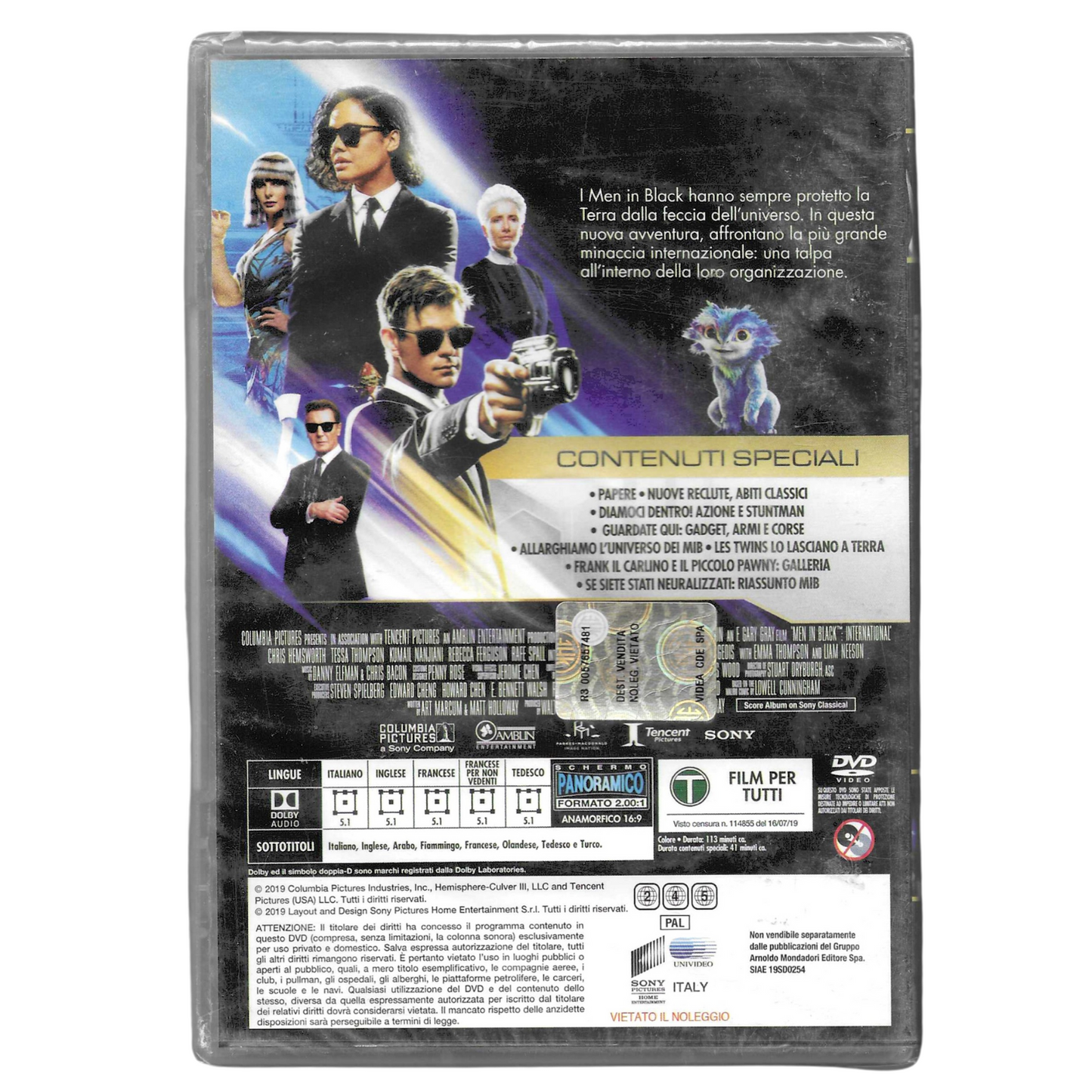 DVD "Men in Black: International" (2019) – Edizione Sony Pictures - NUOVO -TRD0099
