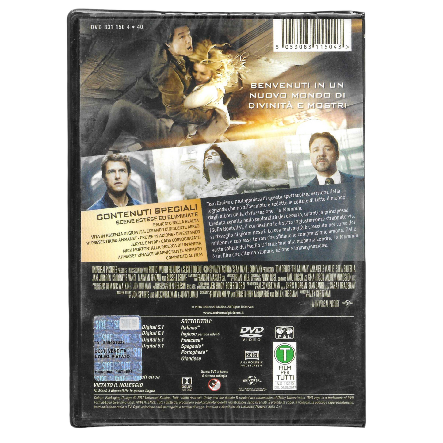 DVD "La Mummia" (2017) – Edizione Universal Pictures - 2 DISCHI - NUOVO - TRD0098