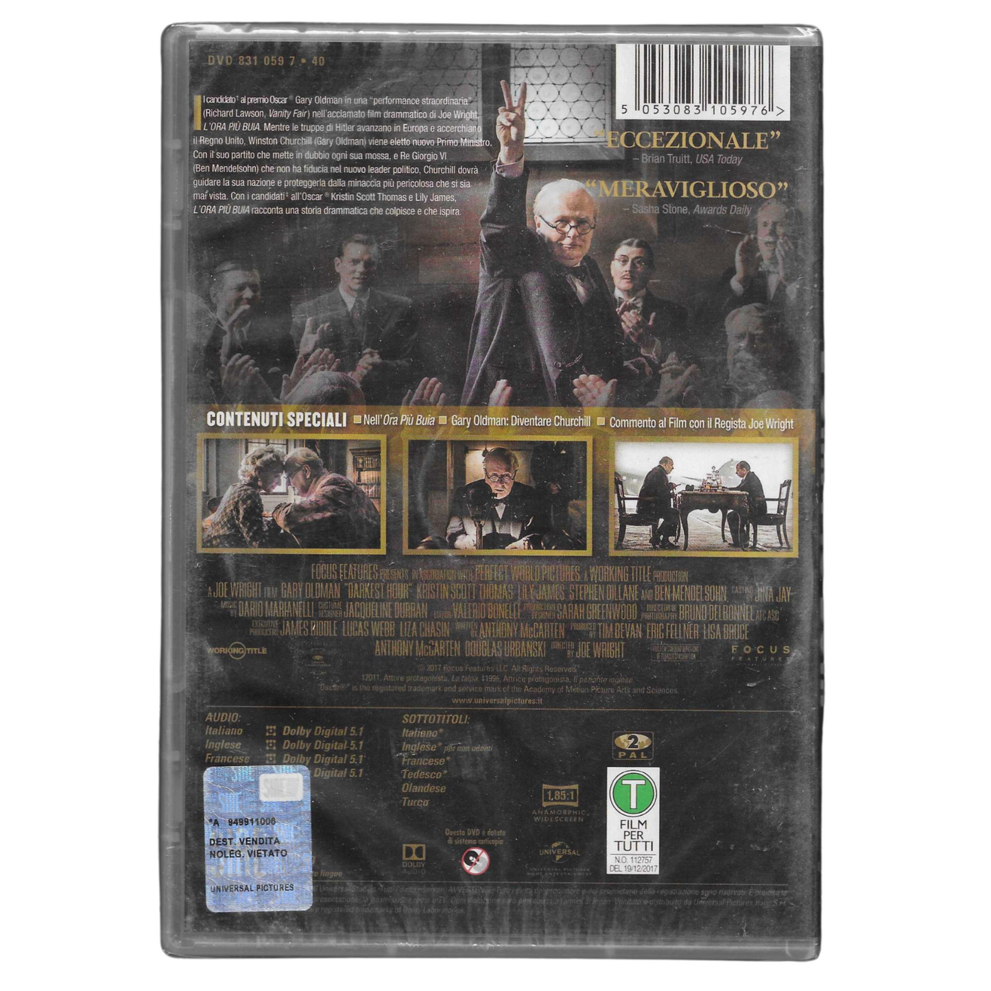 DVD "L'ora più buia" (2017) – Edizione Universal Pictures - NUOVO - TRD0084