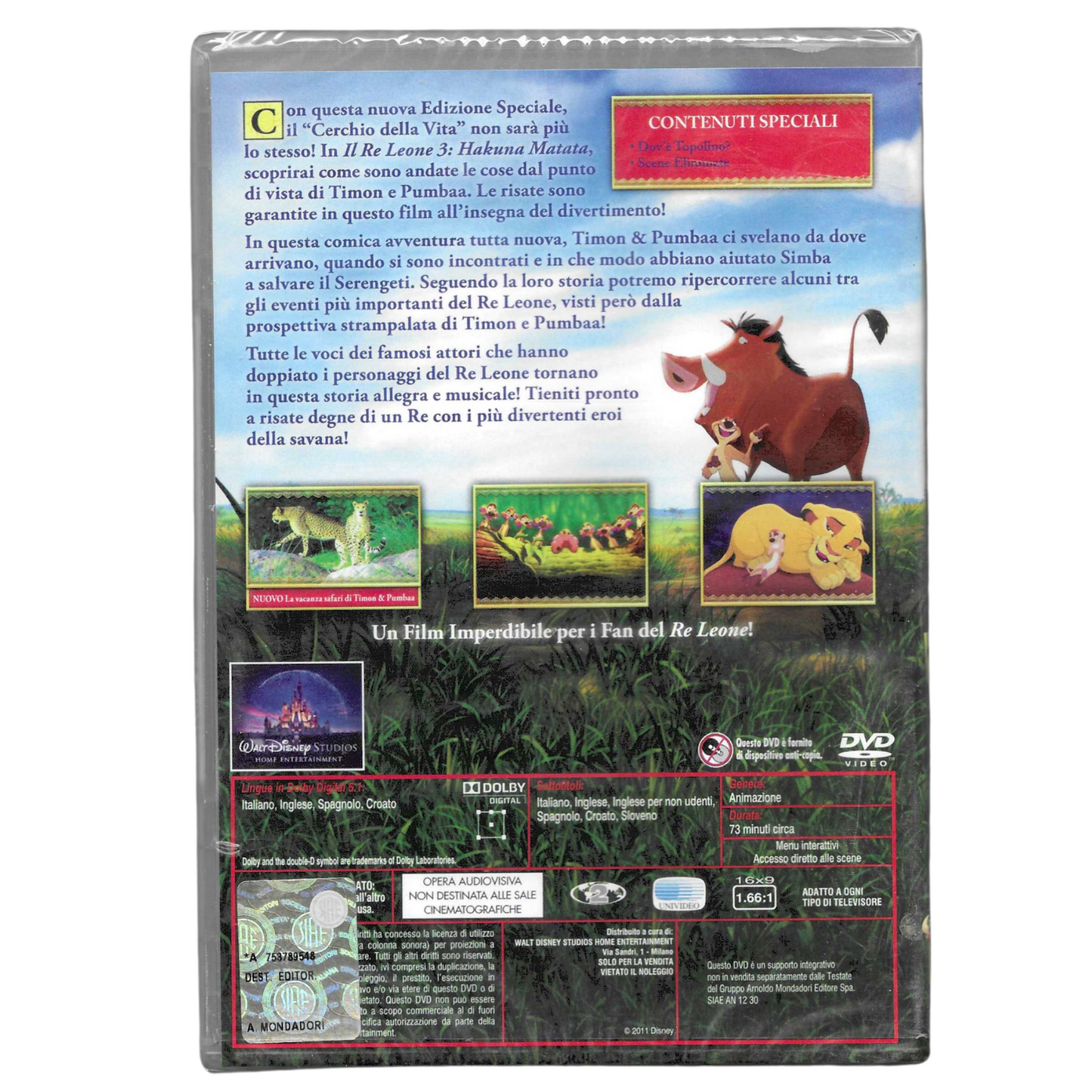 DVD Il Re Leone 3 - Hakuna Matata (2004) - Edizione Speciale Disney - NUOVO - TRD0053