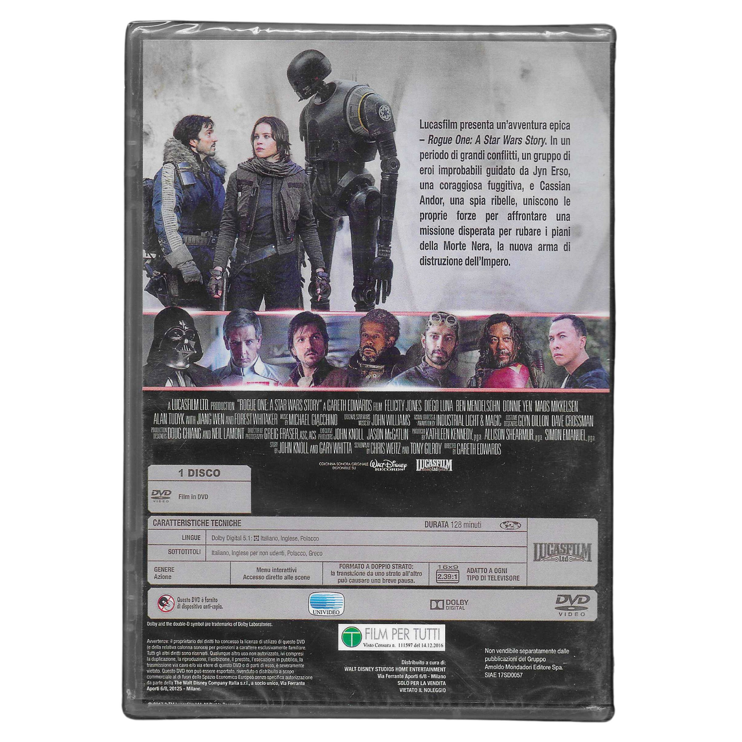 DVD Editoriale "Rogue One: A Star Wars Story" (2016) – NUOVO - TRD0120