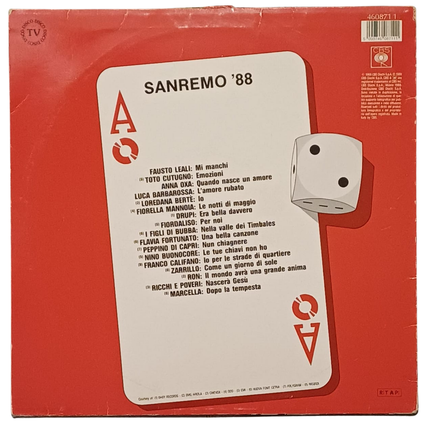 Various – Sanremo 88 (I Big Di Sanremo) | LP – CBS 460871 1 | (VG+) TRV0130