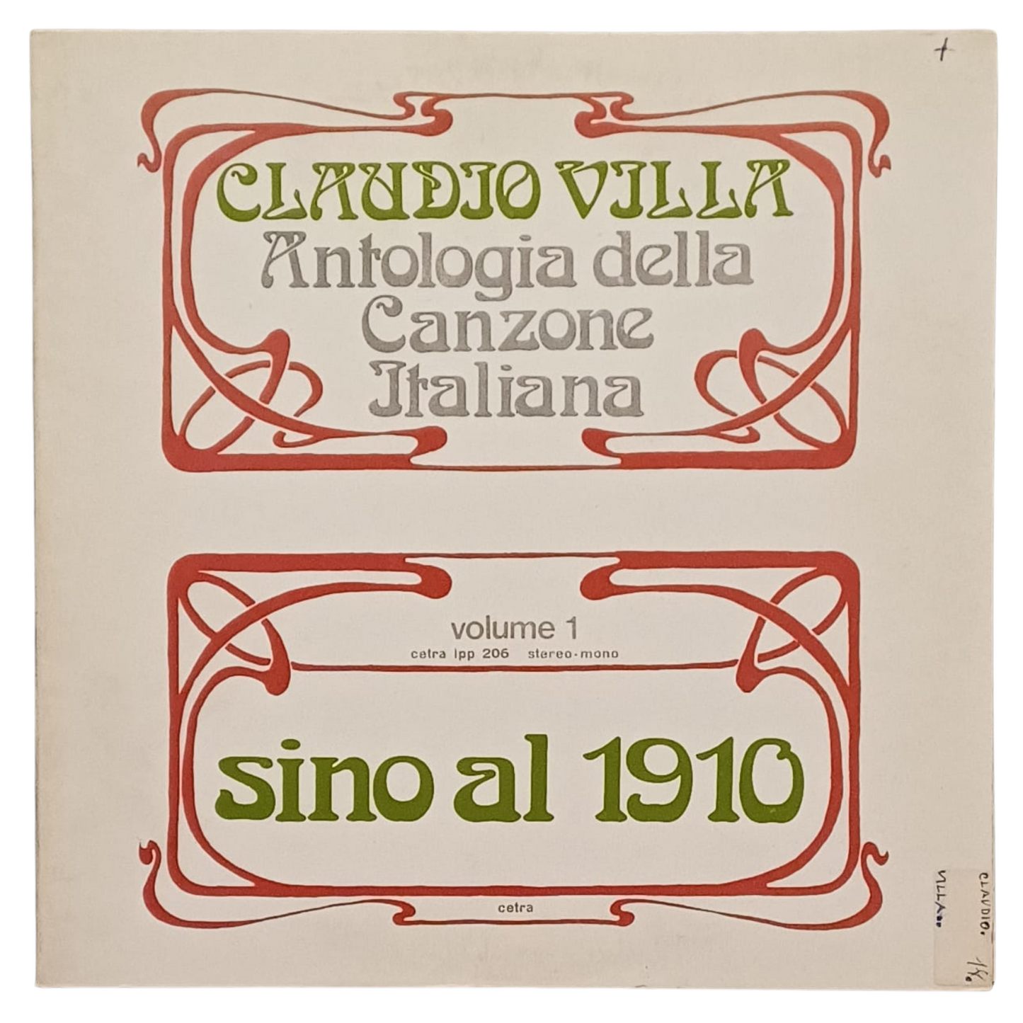 Claudio Villa – Antologia della Canzone Italiana Vol.1 Sino al 1910 |VG+|TRV0133