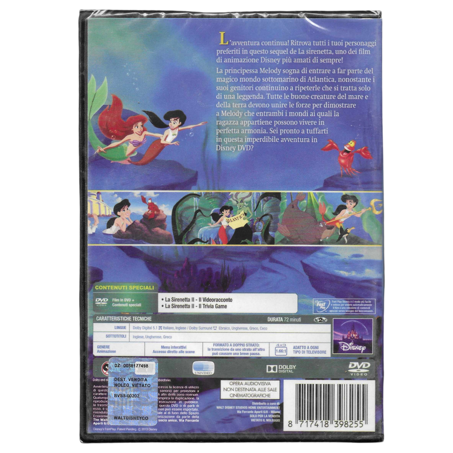 DVD La Sirenetta II: Ritorno agli Abissi (2000) - Edizione Disney - NUOVO - TRD0013