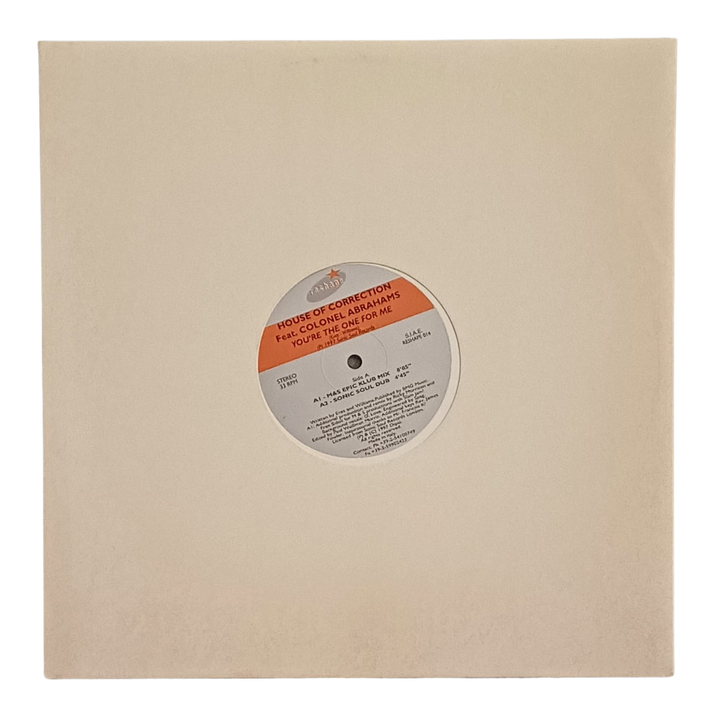 House Of Correction feat. Colonel Abrahams–You're The One For Me| LP (VG)TRV0033