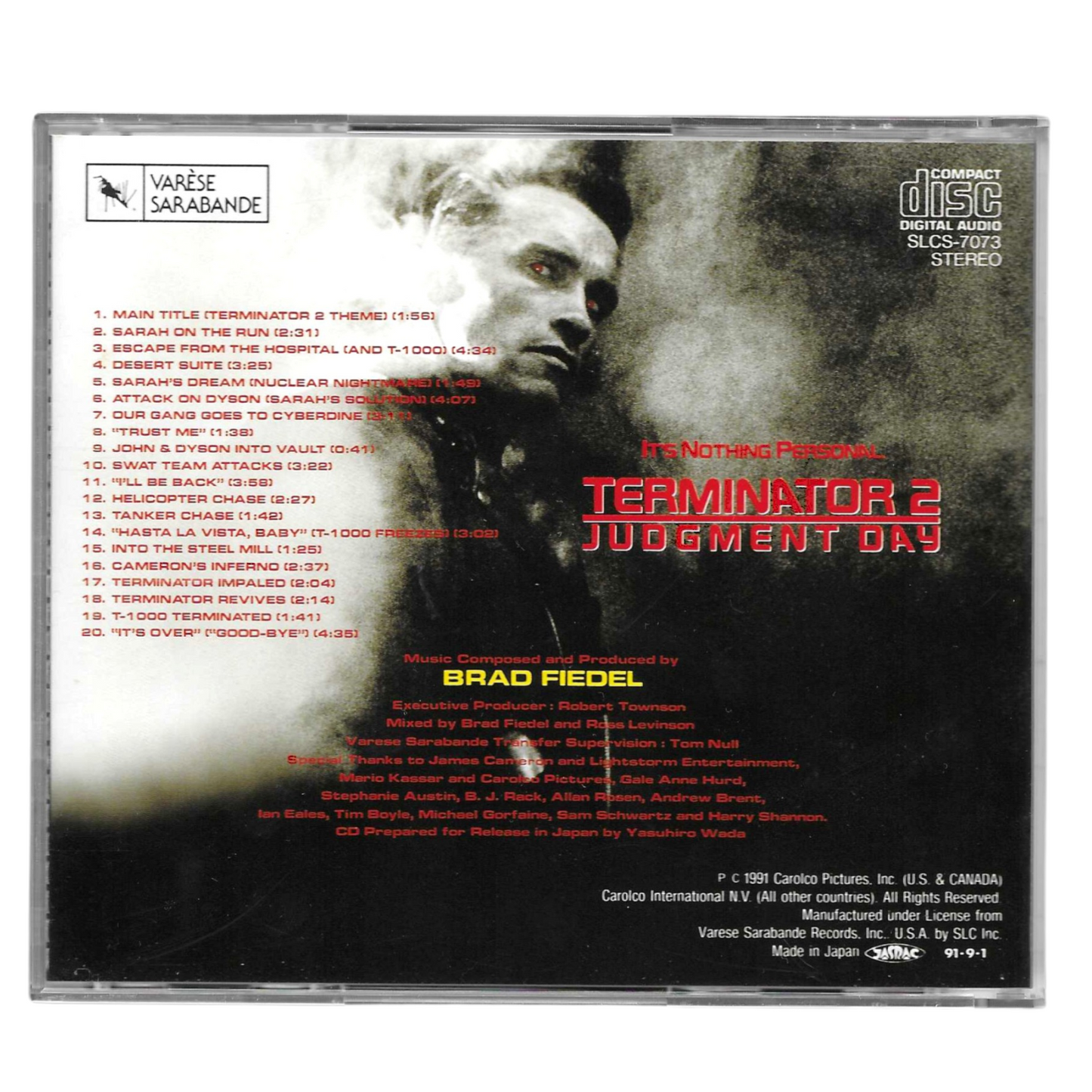 Brad Fiedel - Terminator 2: Original Motion Picture Soundtrack | CD Giapponese 1991 | Colonna Sonora | Come Nuovo TR0035