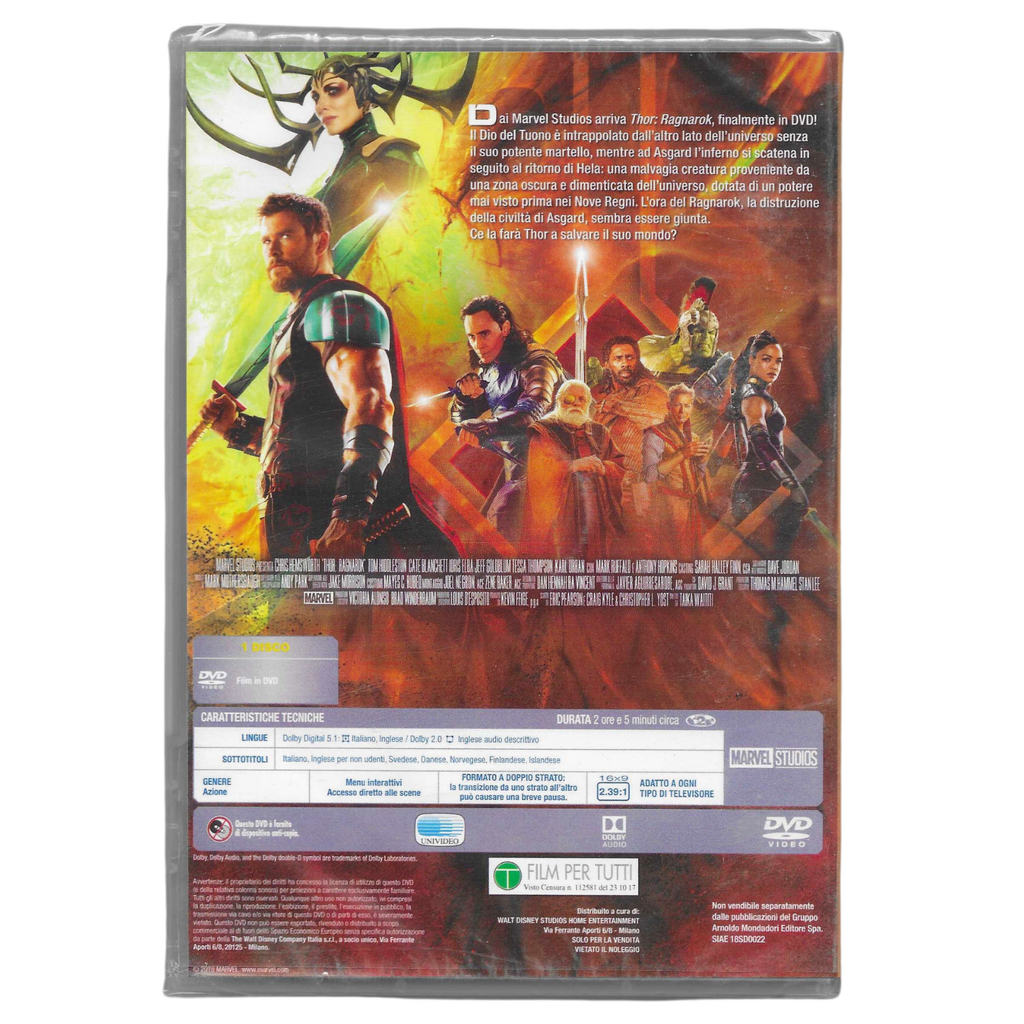 DVD Editoriale "Thor: Ragnarok" - Marvel Studios - NUOVO - TRD0048