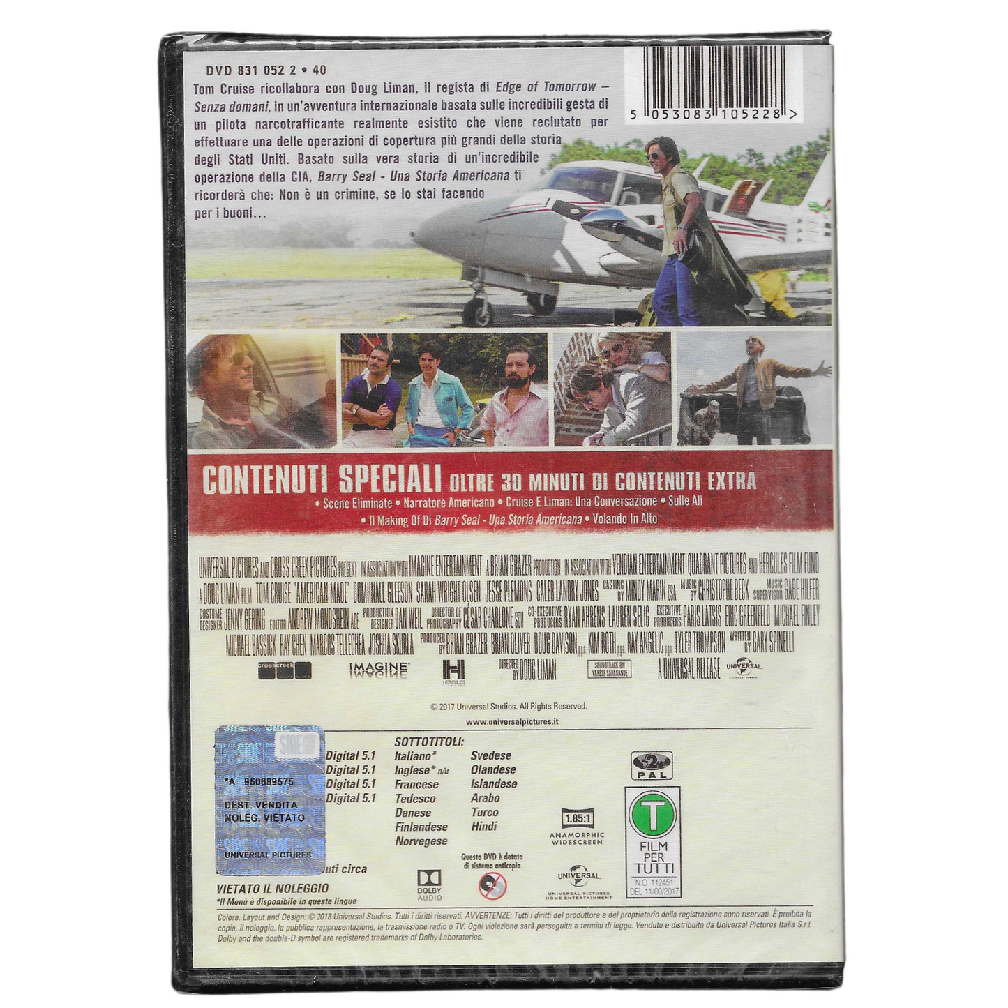 DVD "Barry Seal - Una storia americana" (2017) - NUOVO - TRD0080
