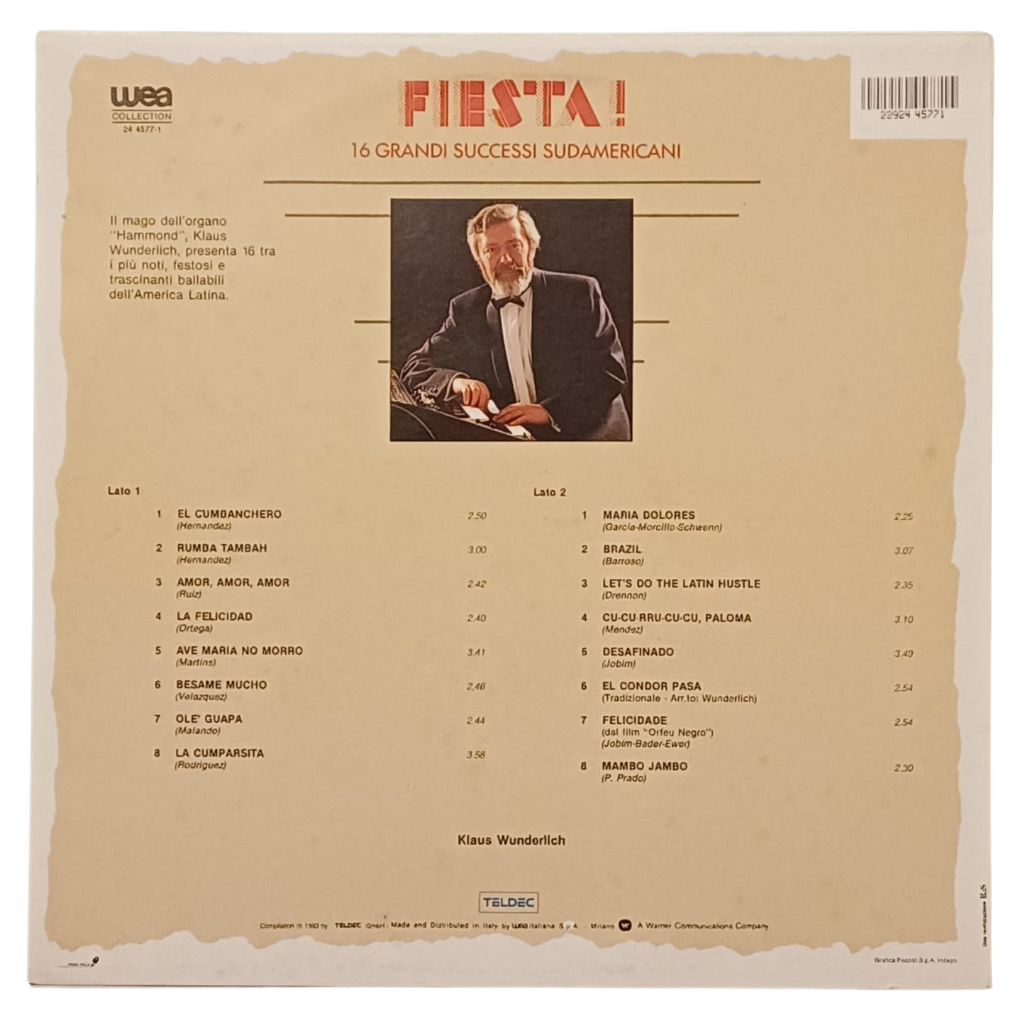 Klaus Wunderlich – Fiesta!(16 Grandi Successi Sudamericani)| (VG) TRV0141