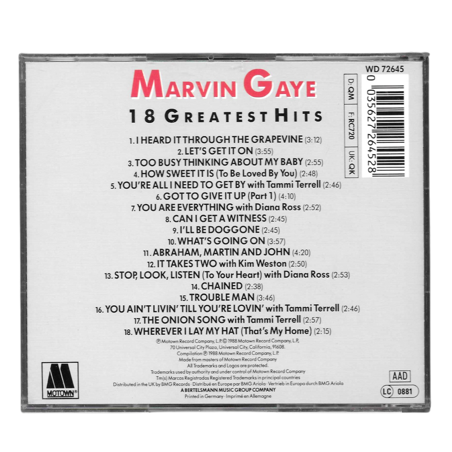 Marvin Gaye - 18 Greatest Hits | CD Compilation 1988 | Soul, R&B | Come Nuovo TR0043