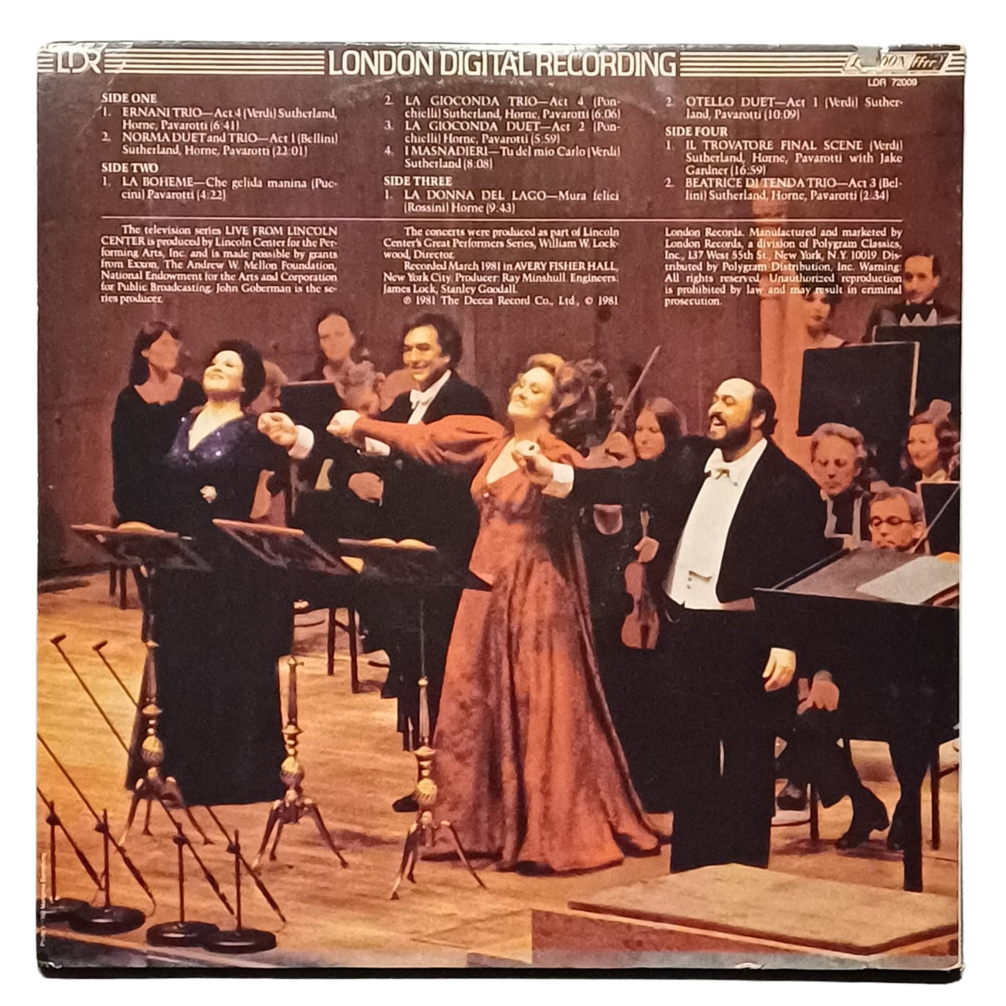 Bonynge,Sutherland,Horne,Pavarotti–Live From Lincoln Center| VG+ |TRV0038