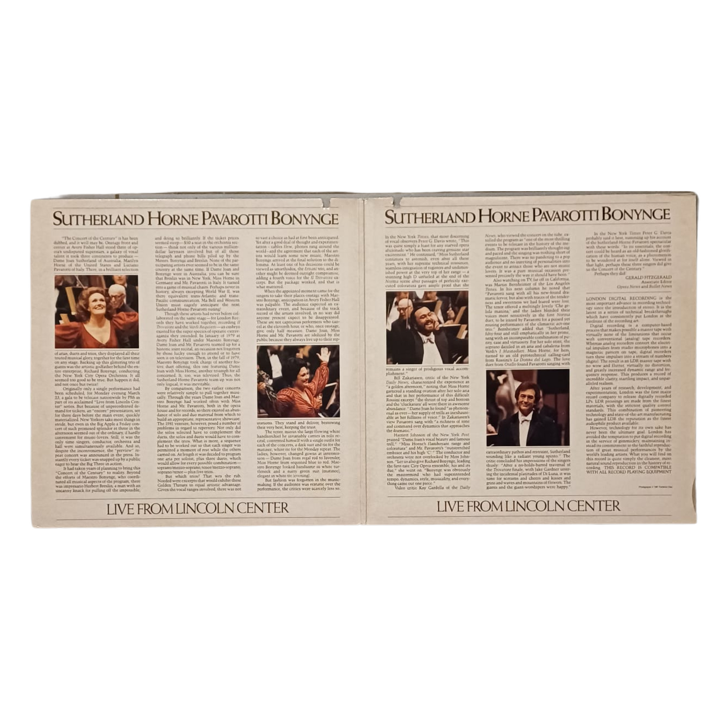 Bonynge,Sutherland,Horne,Pavarotti–Live From Lincoln Center| VG+ |TRV0038