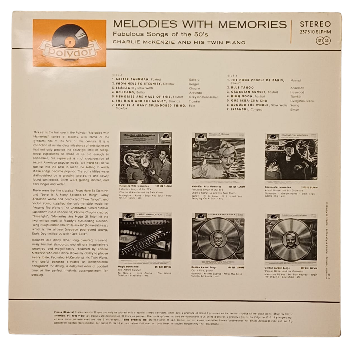 Charlie McKenzie – Melodies With Memories (Fabulous Songs Of The 50's)|  TRV0142